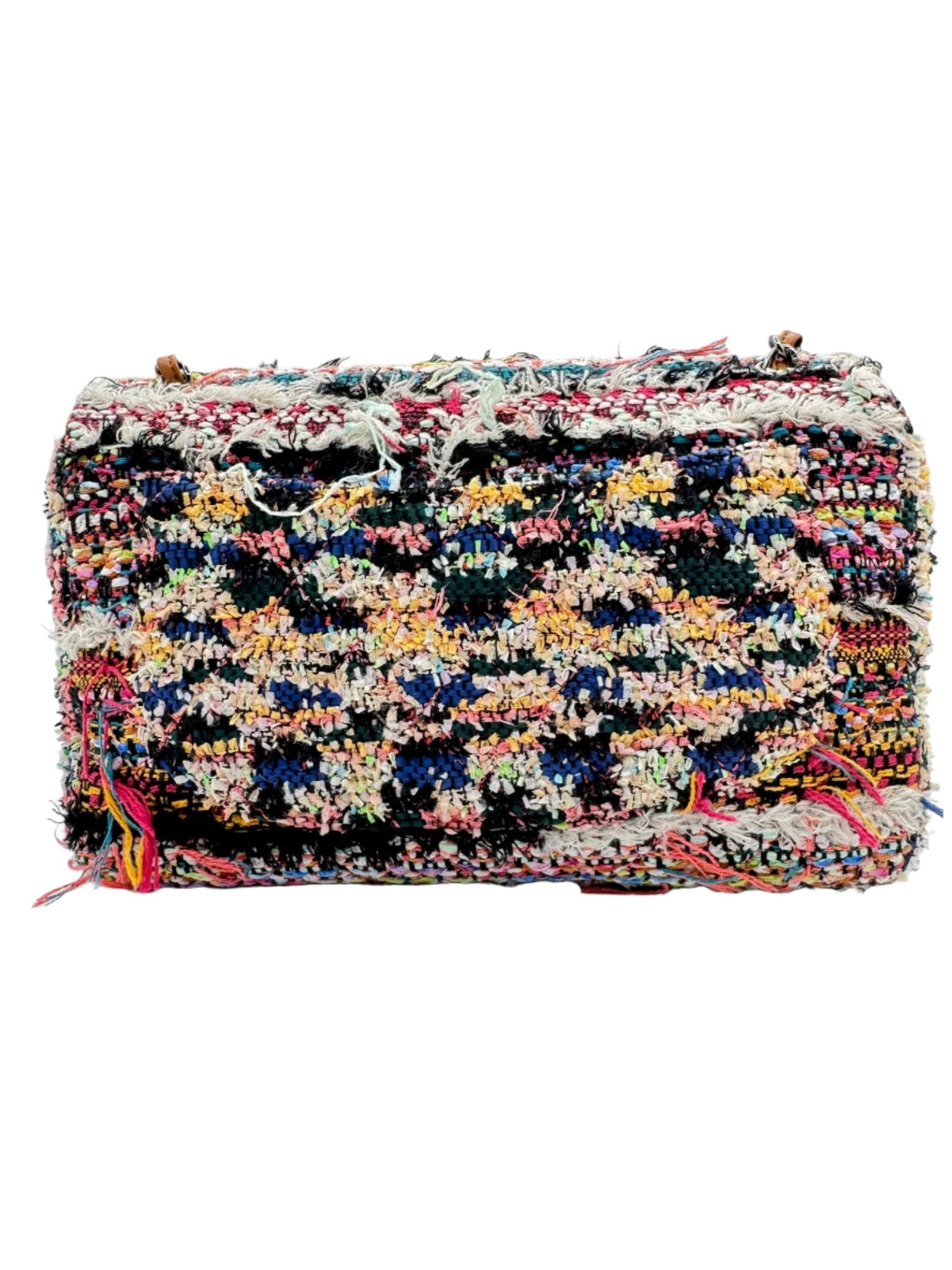 Chanel Multicolor Colorful Quilted Tweed Paris-Dubai Pom-Pom Embellished Large Flapbag with Ruthenium Hardware