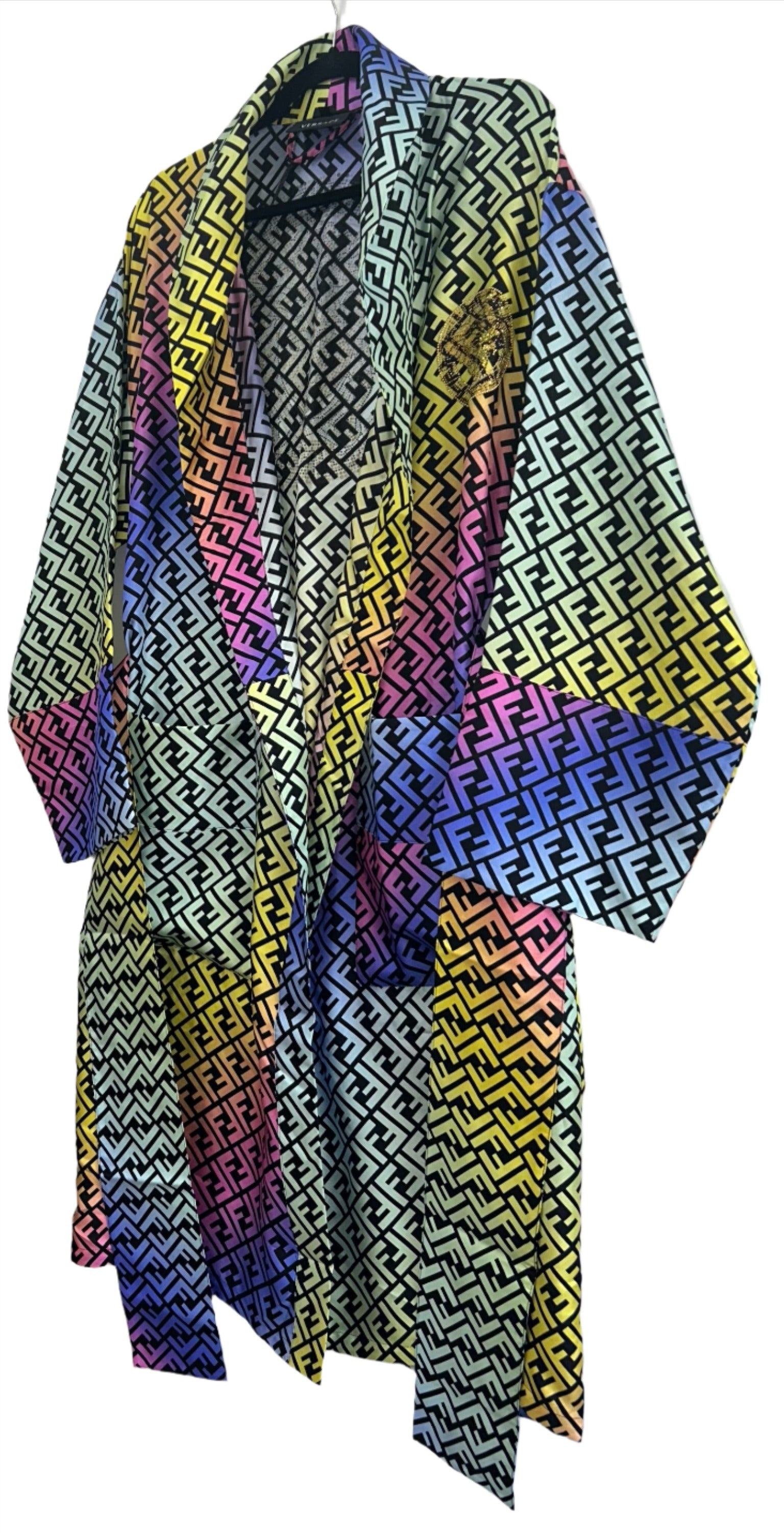 FENDACE Fendi X Versace Rainbow Silk Robe