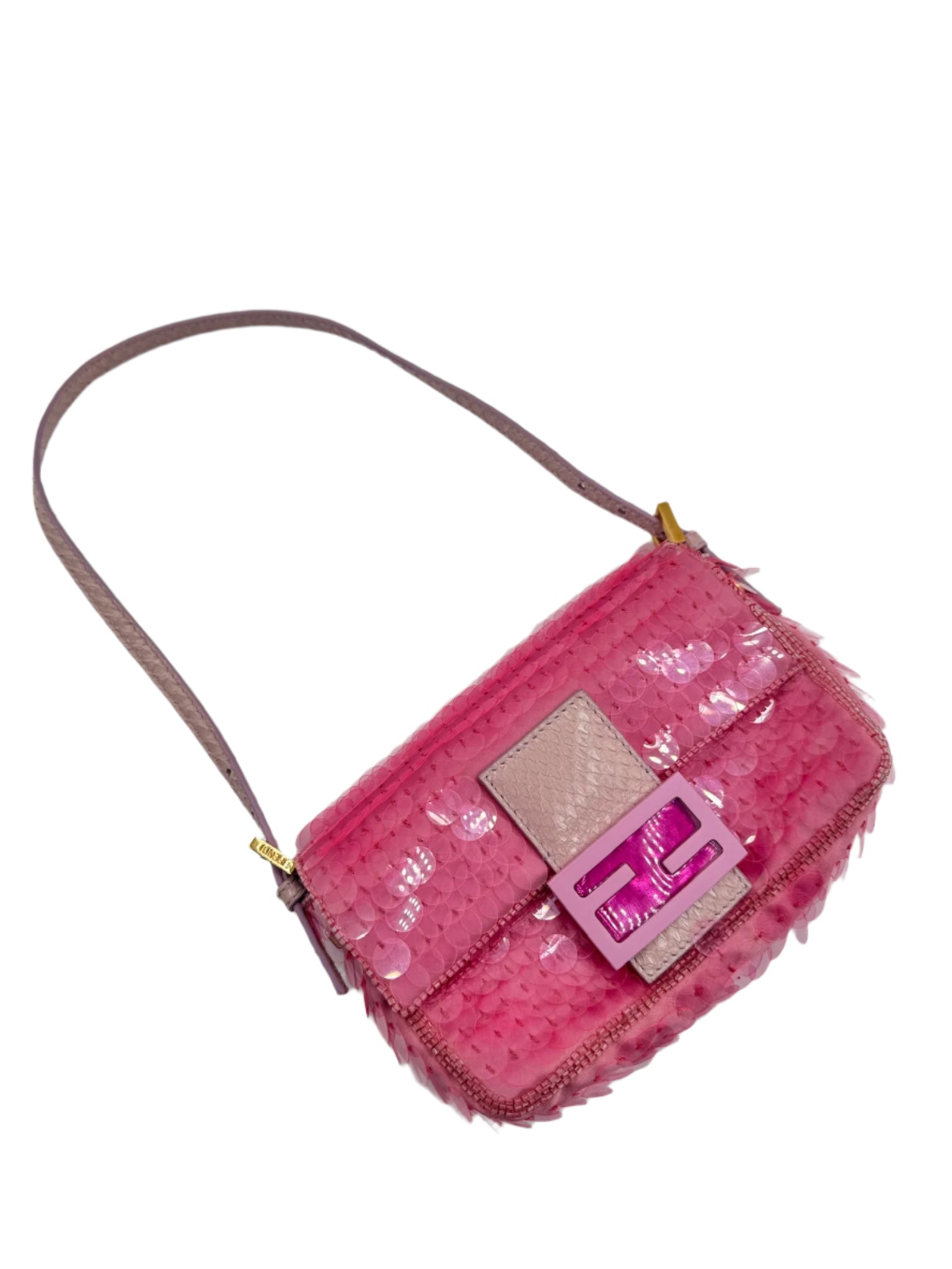 FENDI Vintage Pink Sequin Mini Baguette