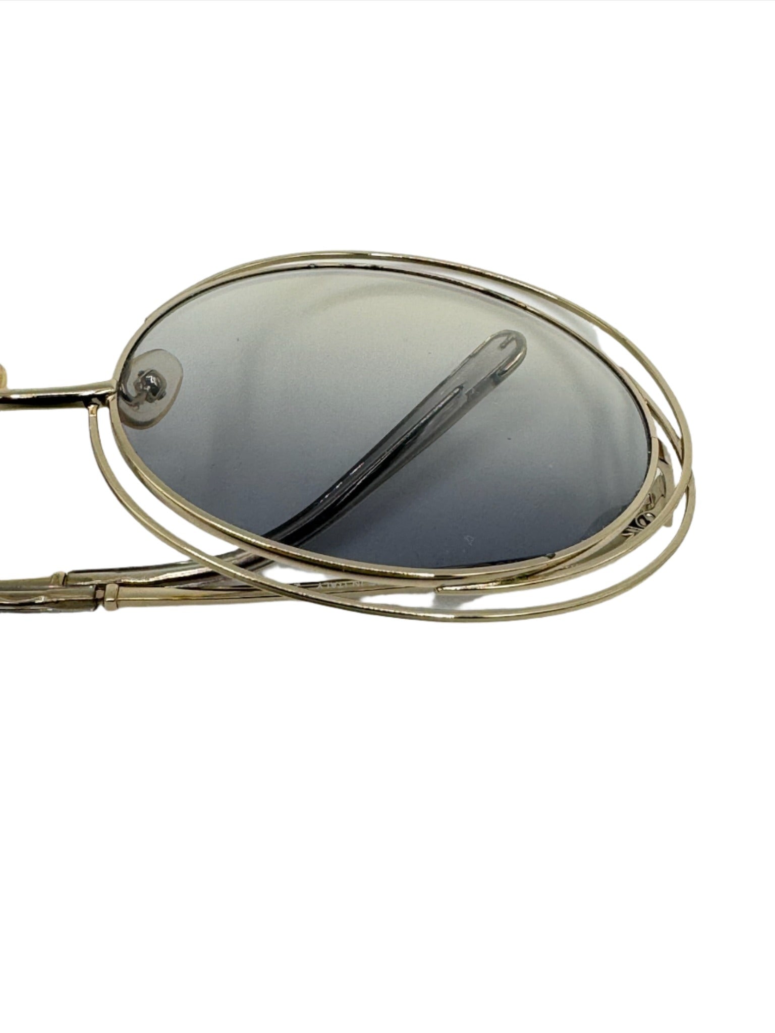 Chloe Round Gold Sunglasses with Gray Lenses