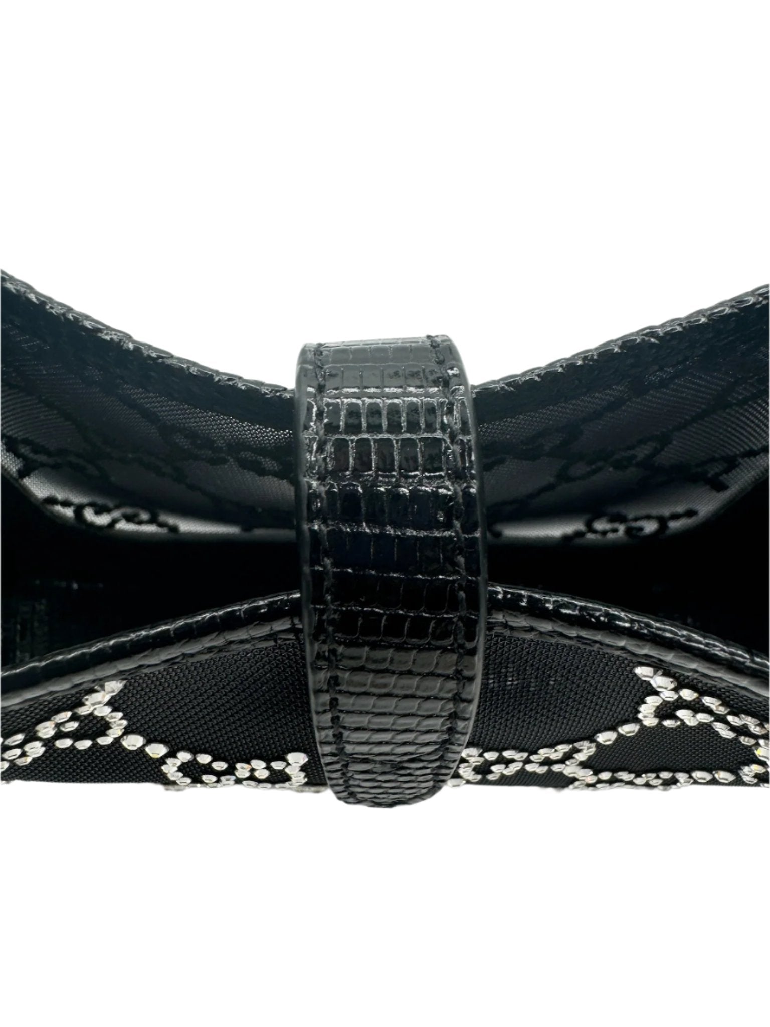 Gucci Mini Jackie Black Lizard Bag with GG Crystals