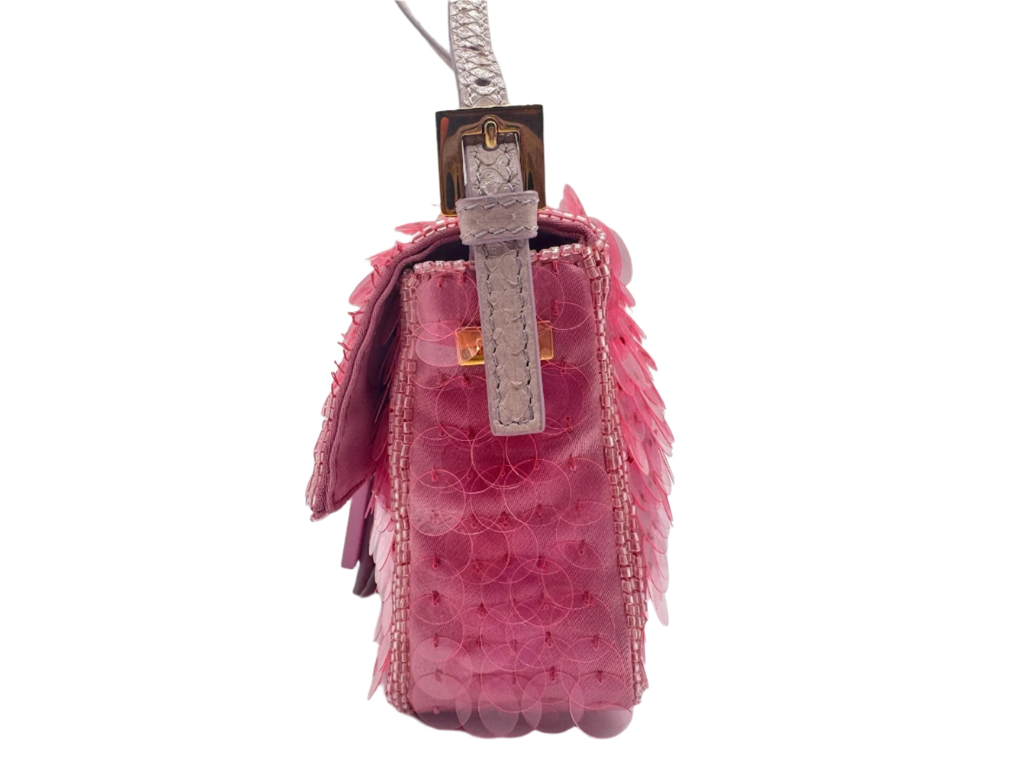 FENDI Vintage Pink Sequin Mini Baguette