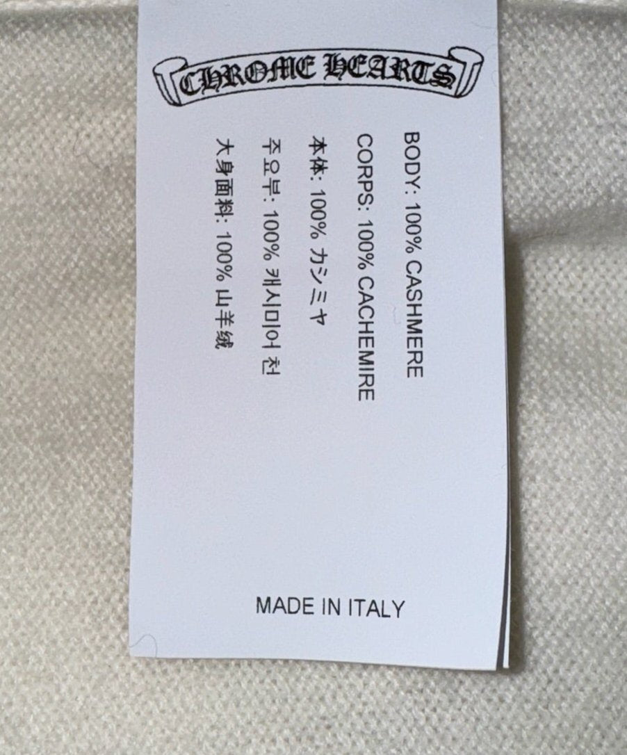 Chrome Hearts White Cashmere Sweater With Crystals