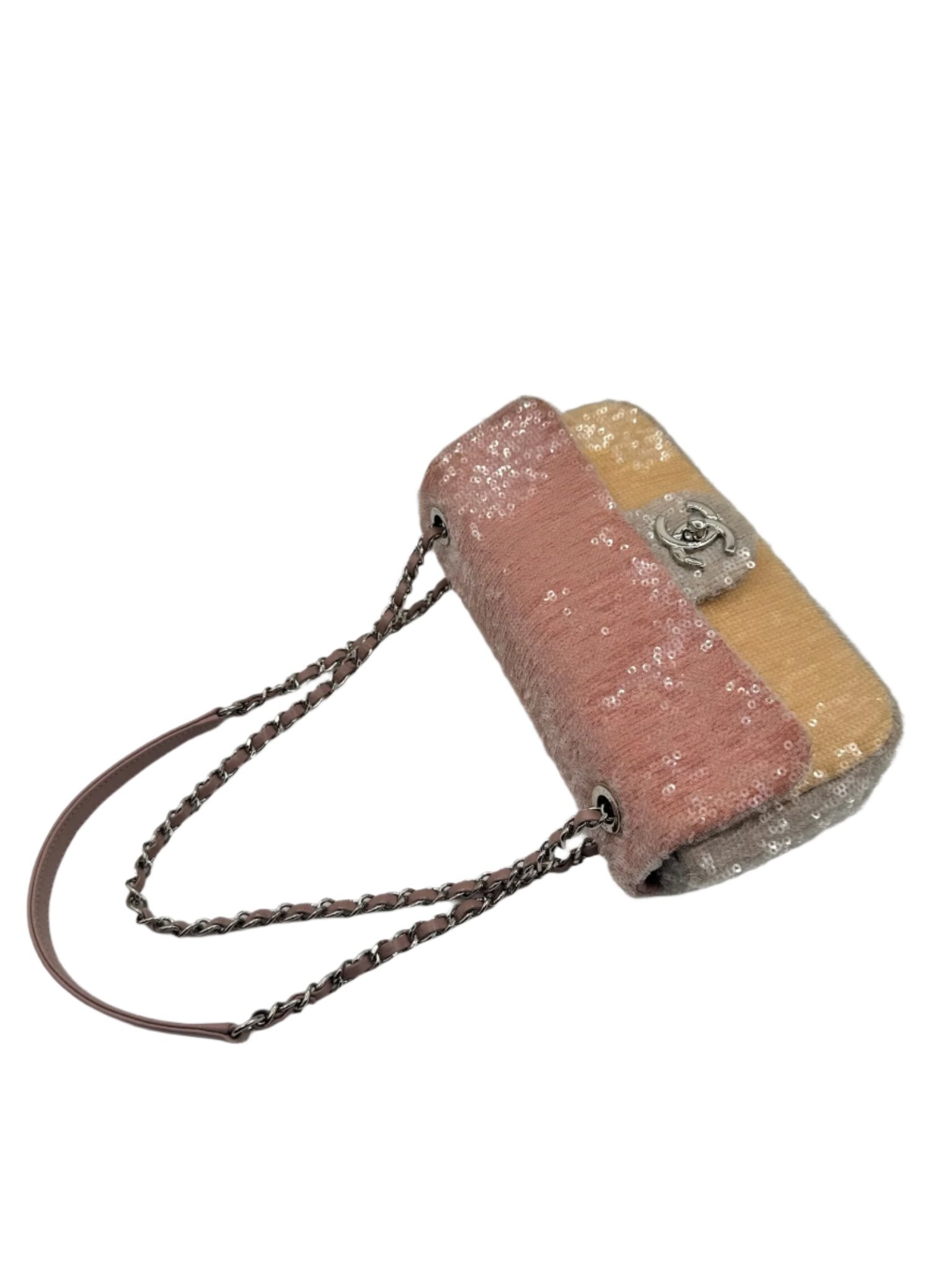 Chanel Waterfall Sequin Mini Flapbag Silver Hardware