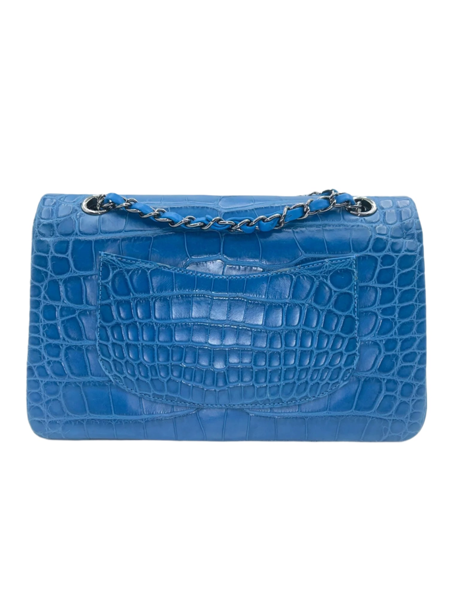 Chanel Blue Alligator Medium Classic Double Flapbag