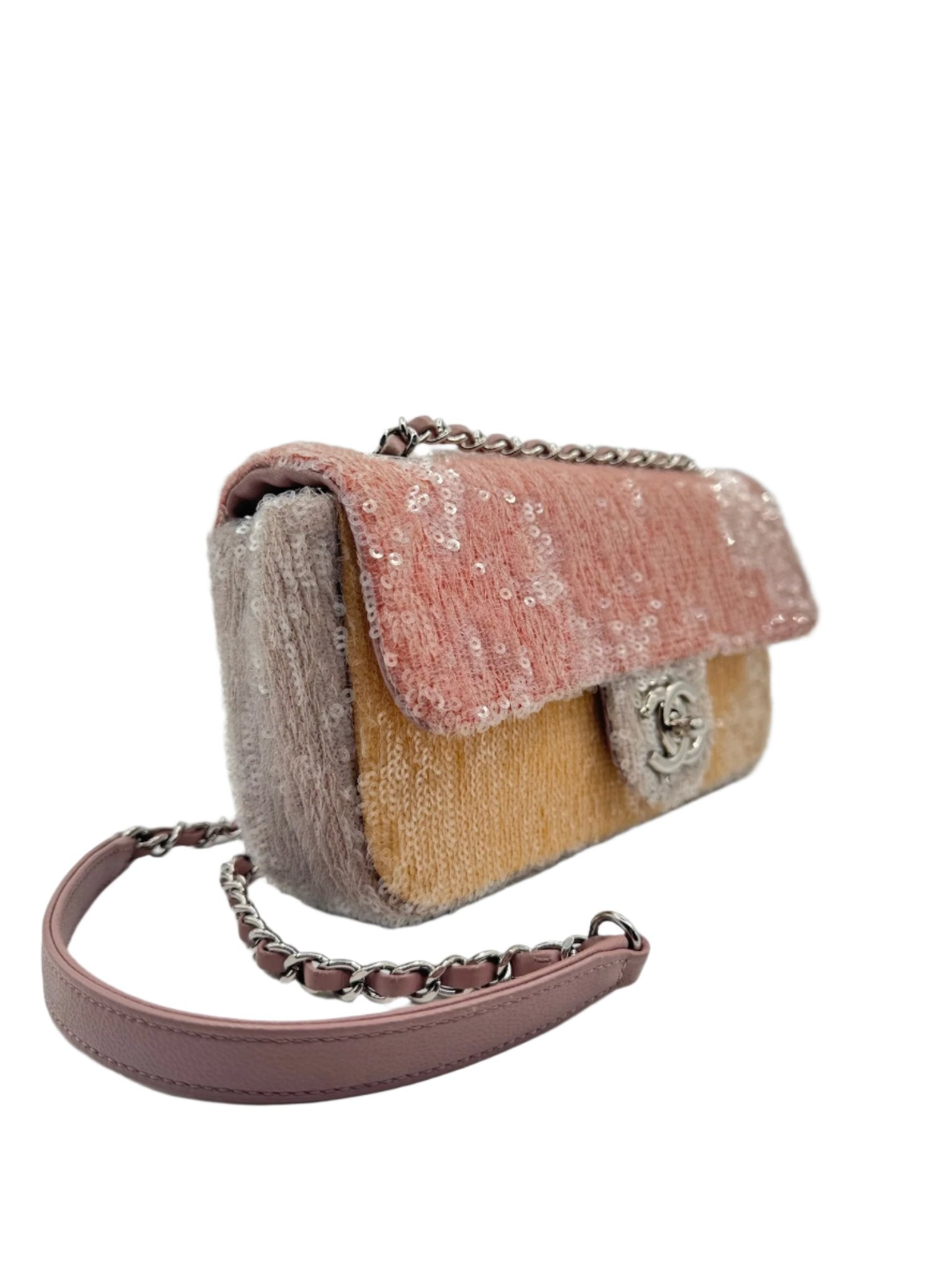 Chanel Waterfall Sequin Mini Flapbag Silver Hardware