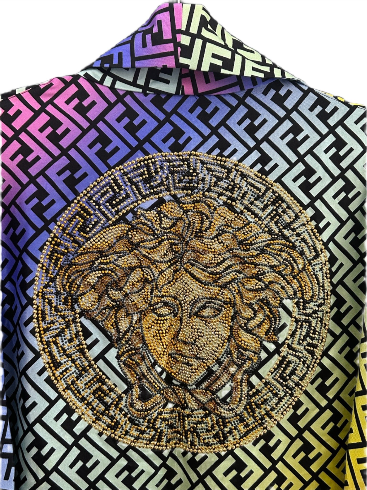 FENDACE Fendi X Versace Rainbow Silk Robe