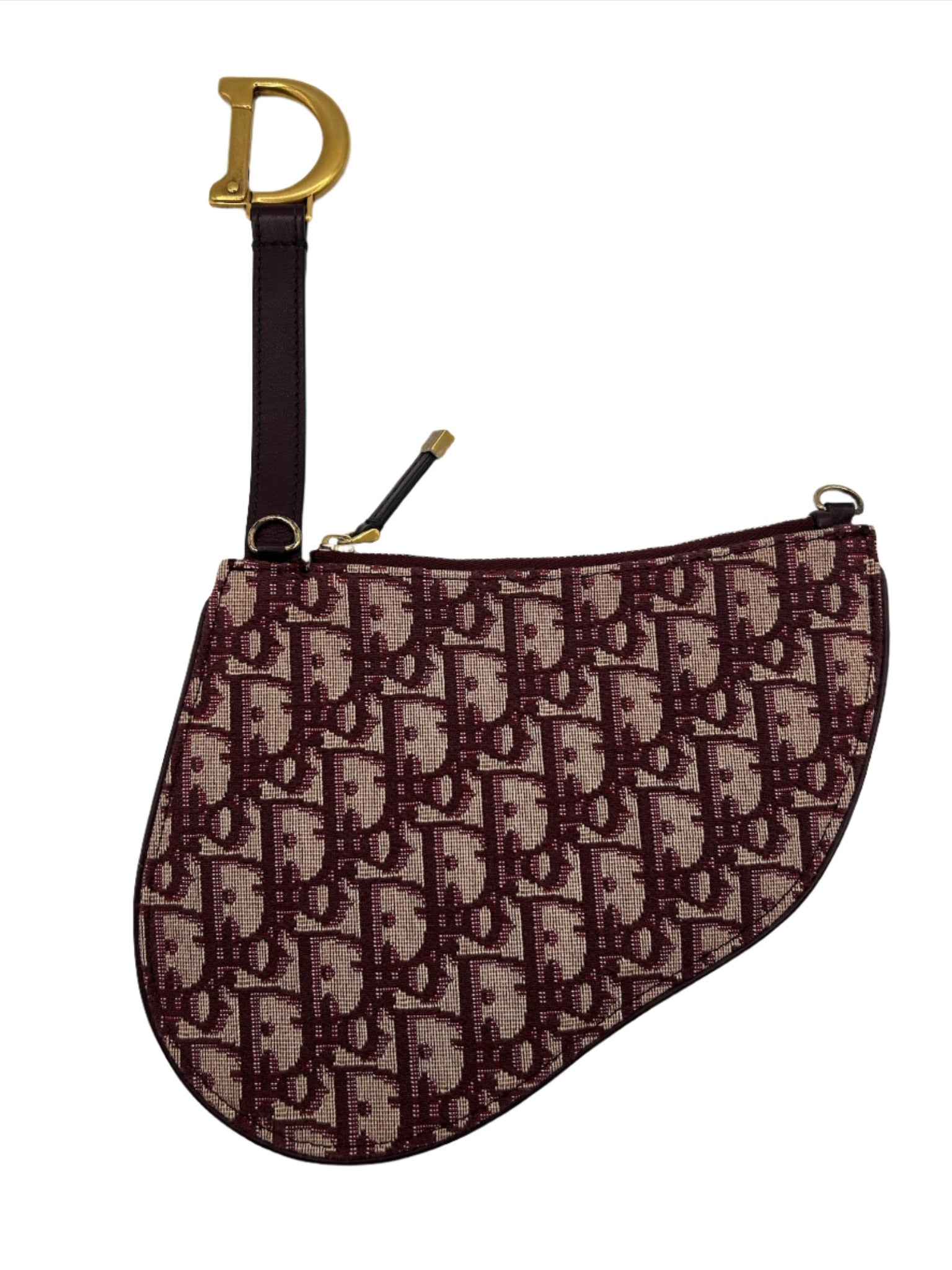 Dior Burgundy Red Canvas Saddle Pouch