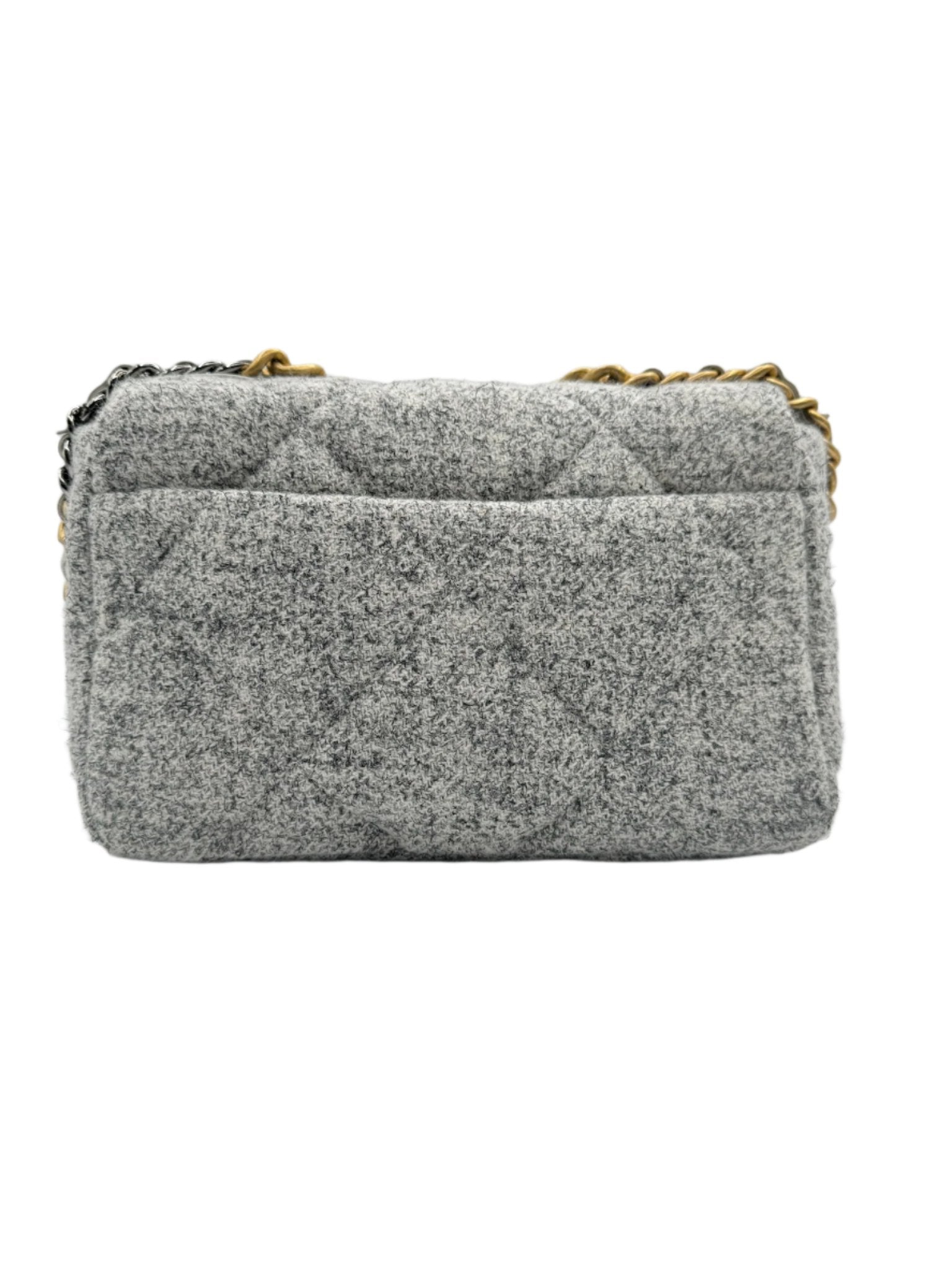 Chanel 19 Gray Ecru Tweed Small Flapbag