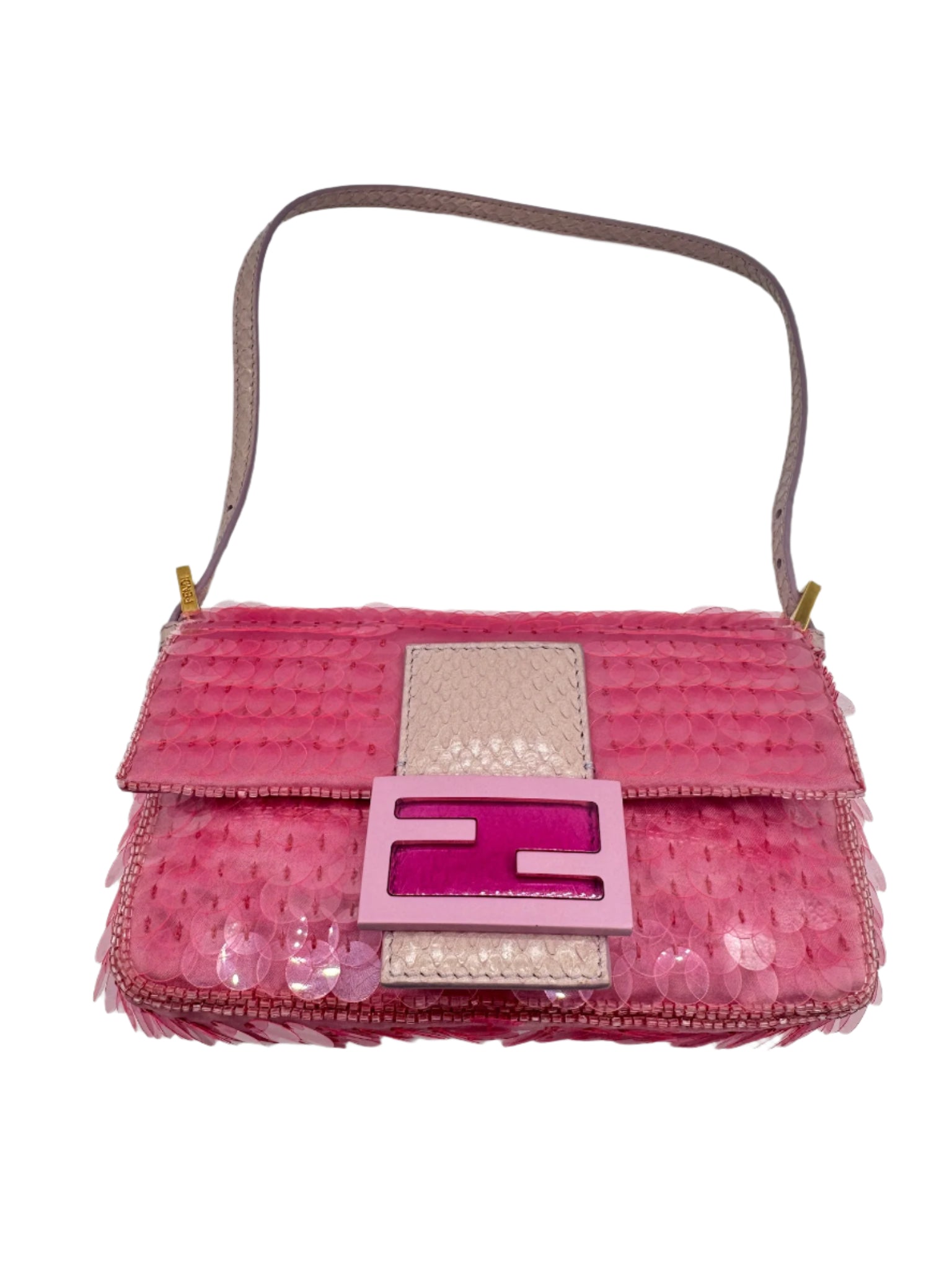 FENDI Vintage Pink Sequin Mini Baguette