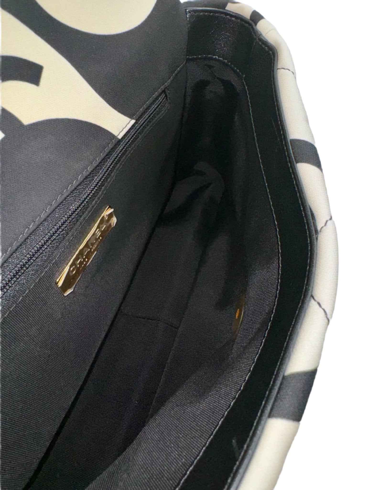 Chanel 19 Black and White CC Fabric Bag