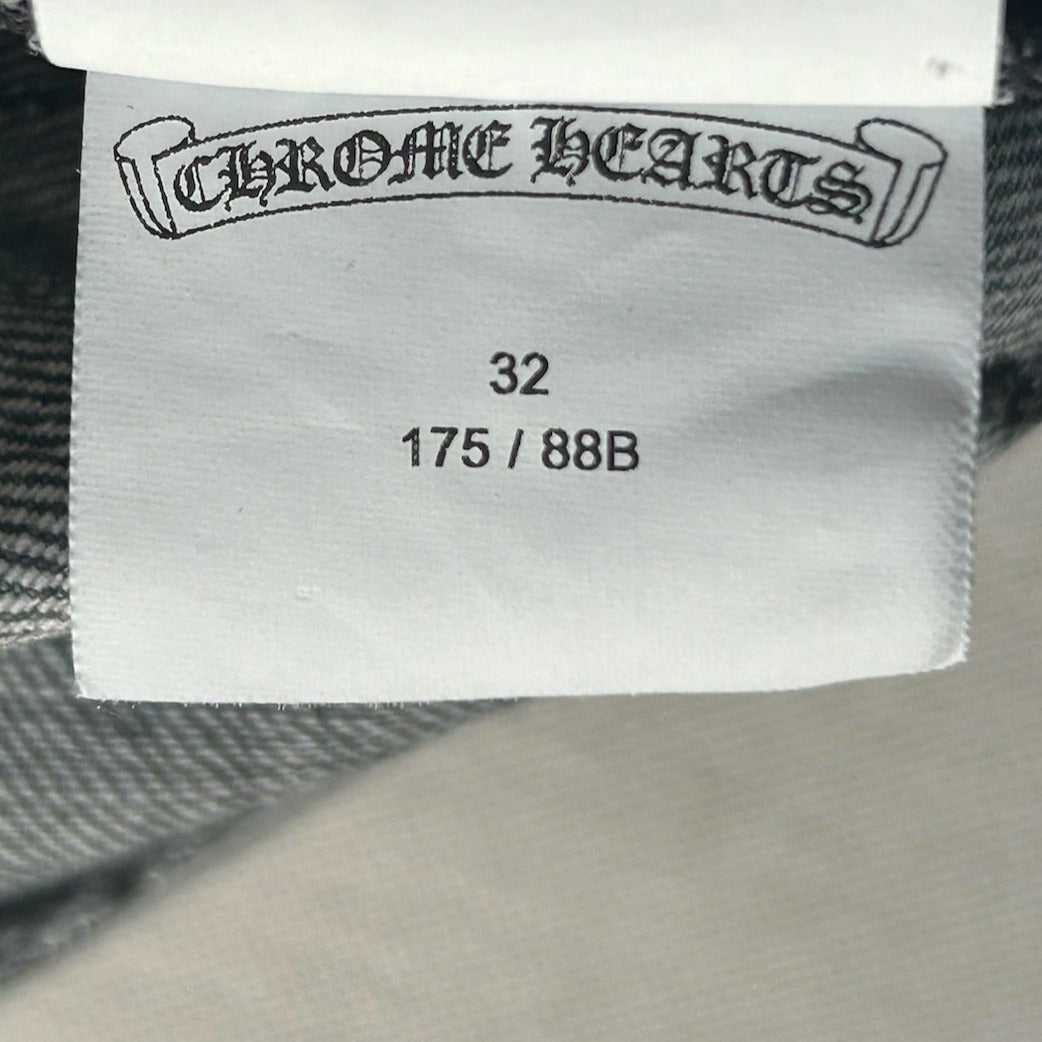 Chrome Hearts Black Jeans Red and Black Cross Leather Patches