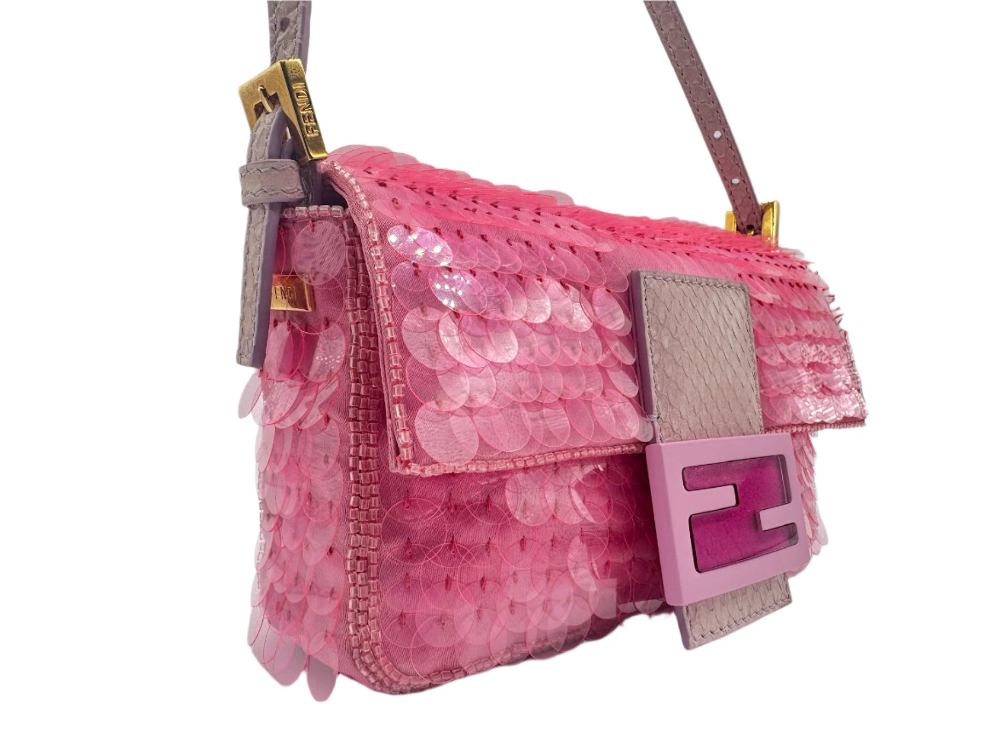FENDI Vintage Pink Sequin Mini Baguette