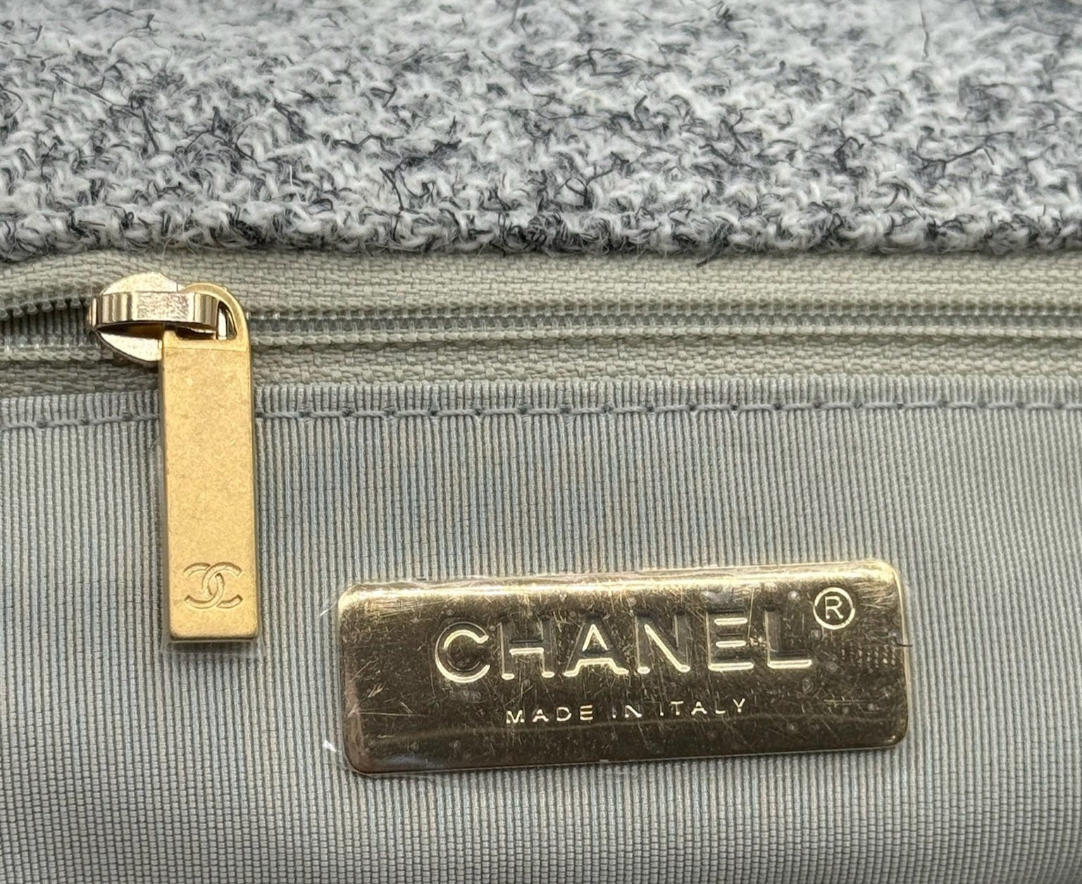 Chanel 19 Gray Ecru Tweed Small Flapbag