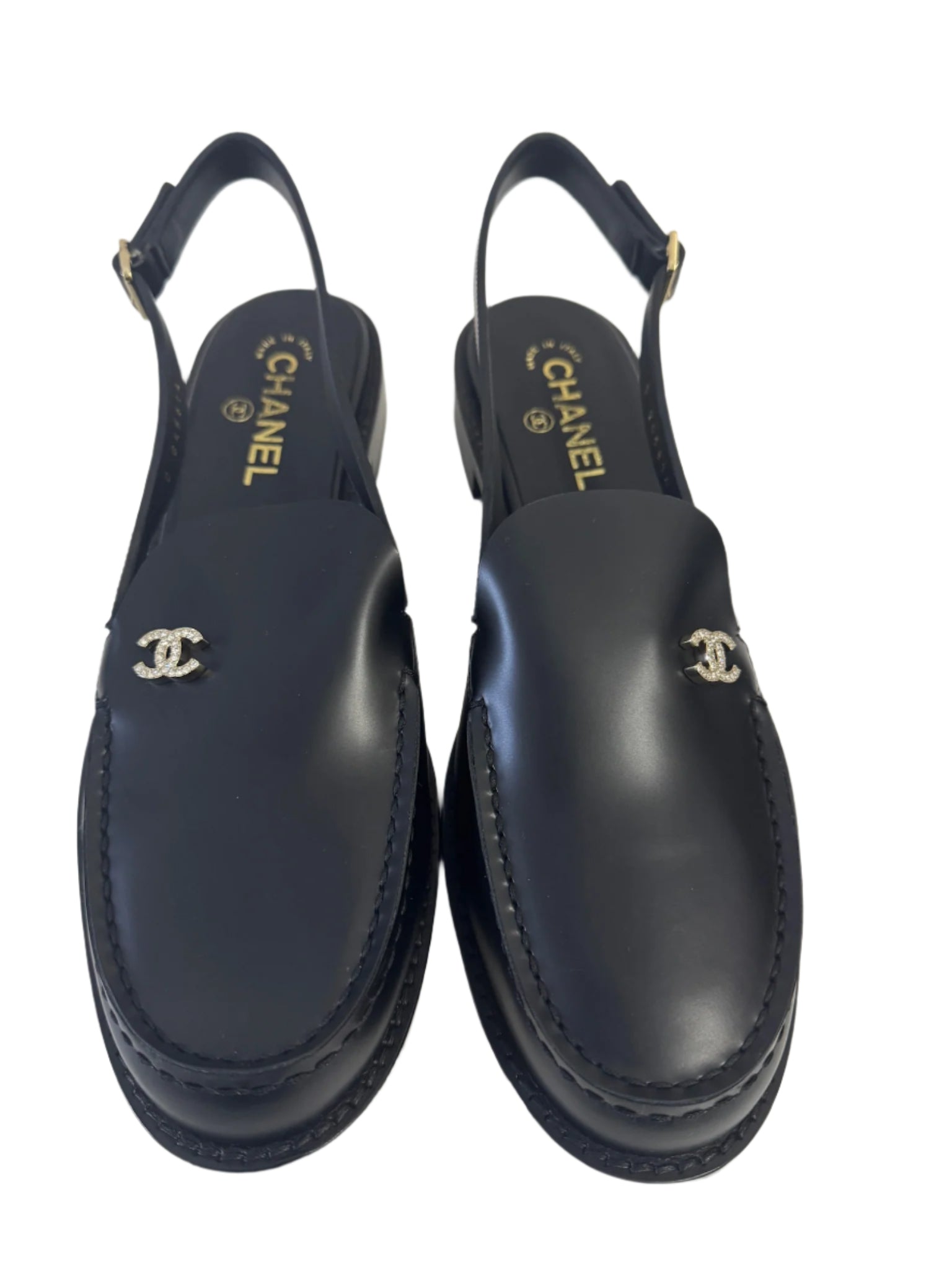 Chanel Black Slingback Loafers