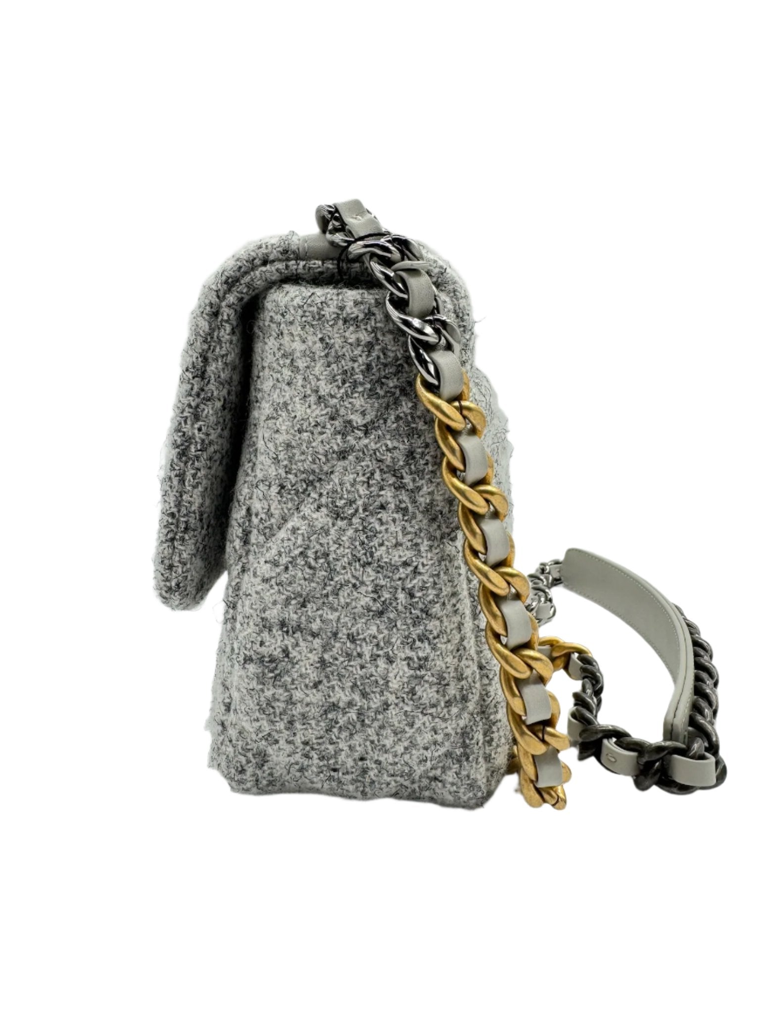 Chanel 19 Gray Ecru Tweed Small Flapbag