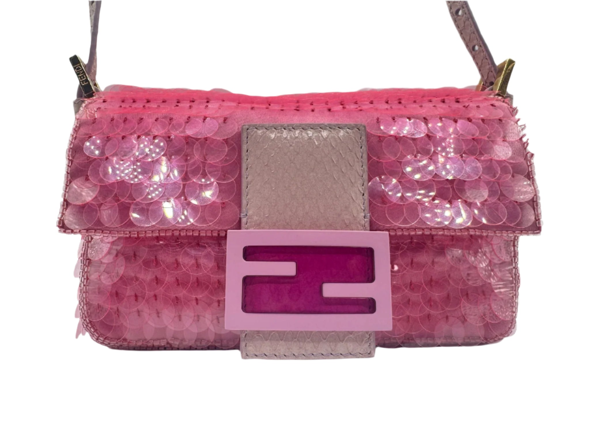 FENDI Vintage Pink Sequin Mini Baguette