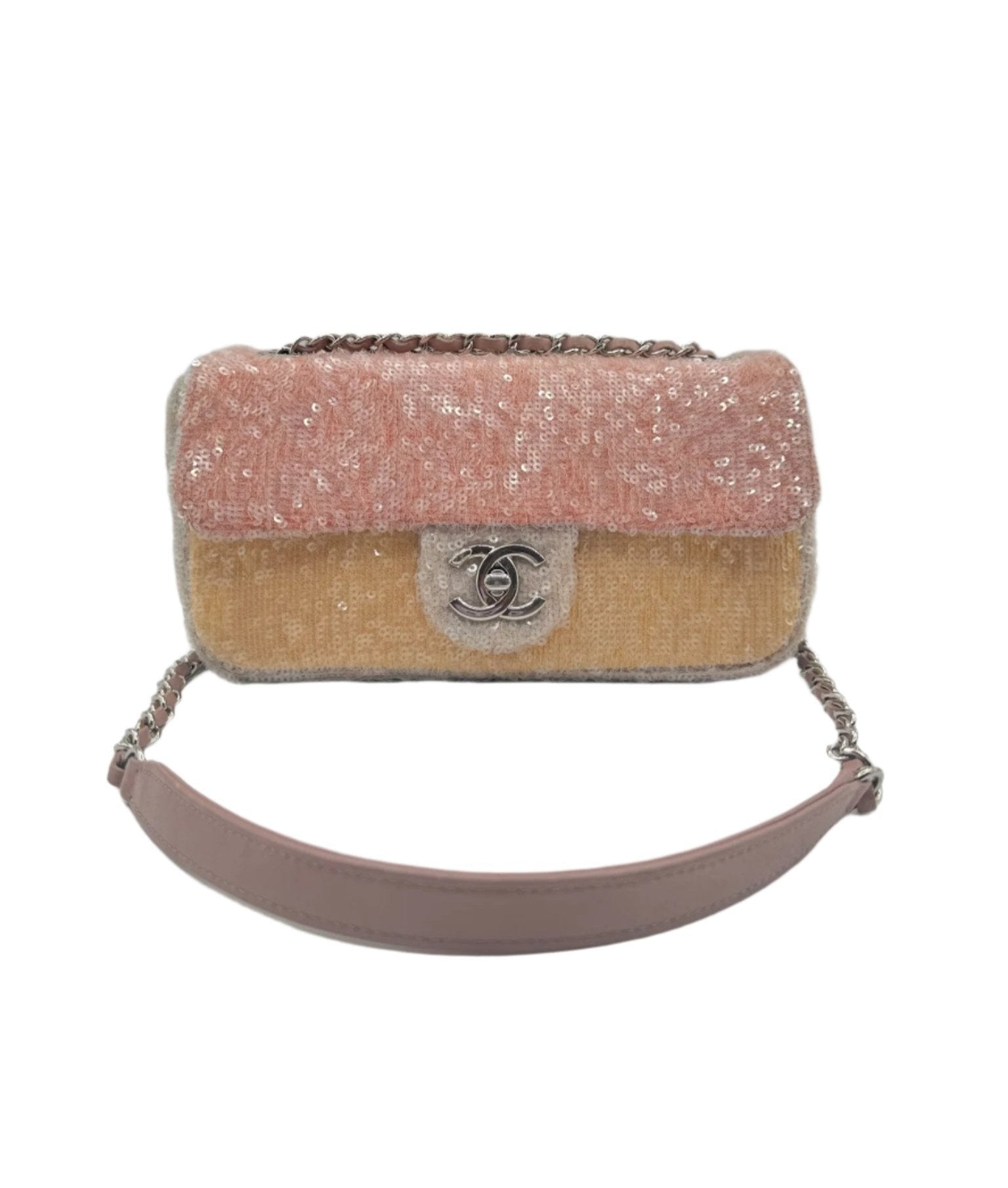 Chanel Waterfall Sequin Mini Flapbag Silver Hardware