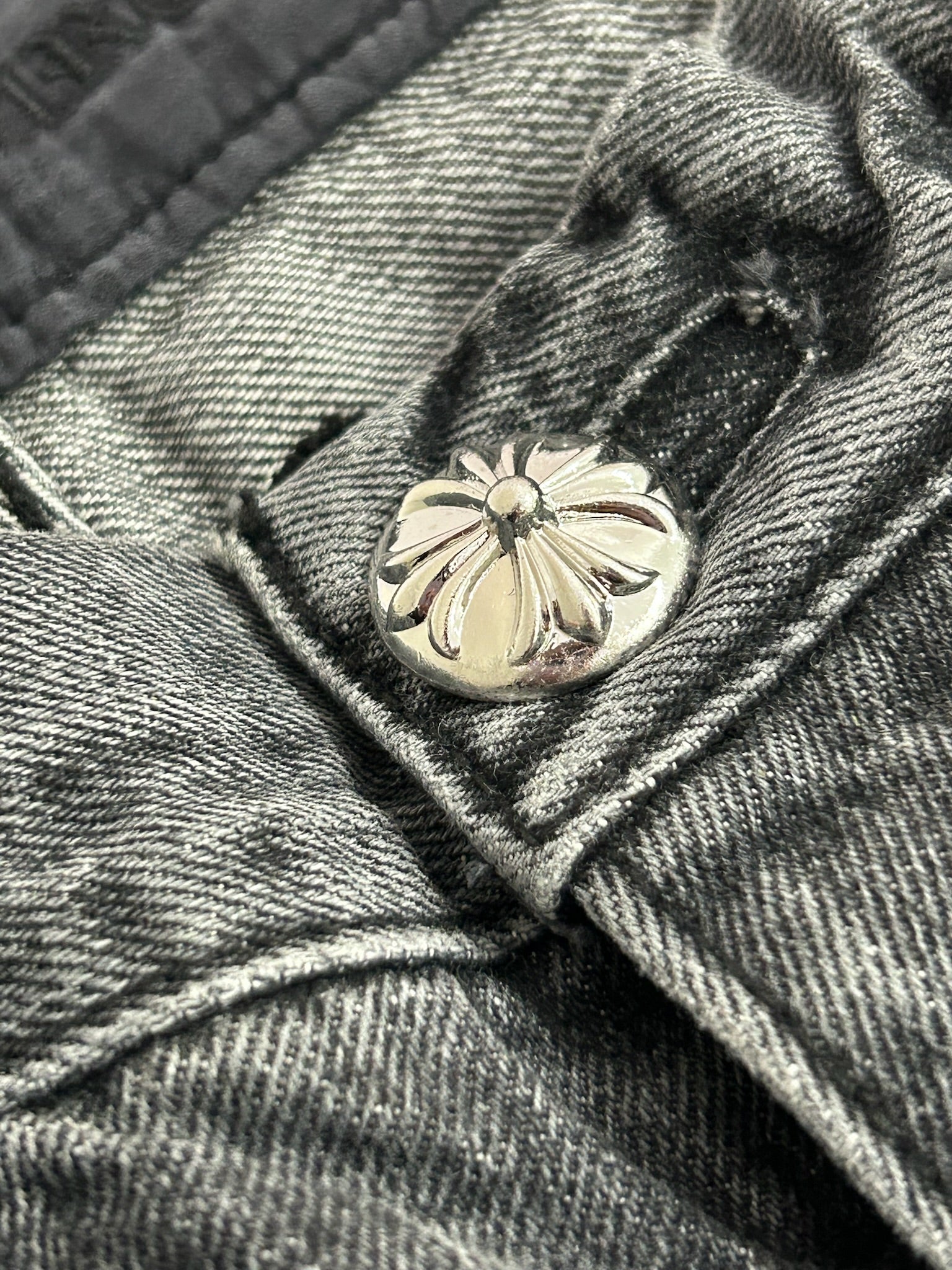 Chrome Hearts Black Jeans Red and Black Cross Leather Patches