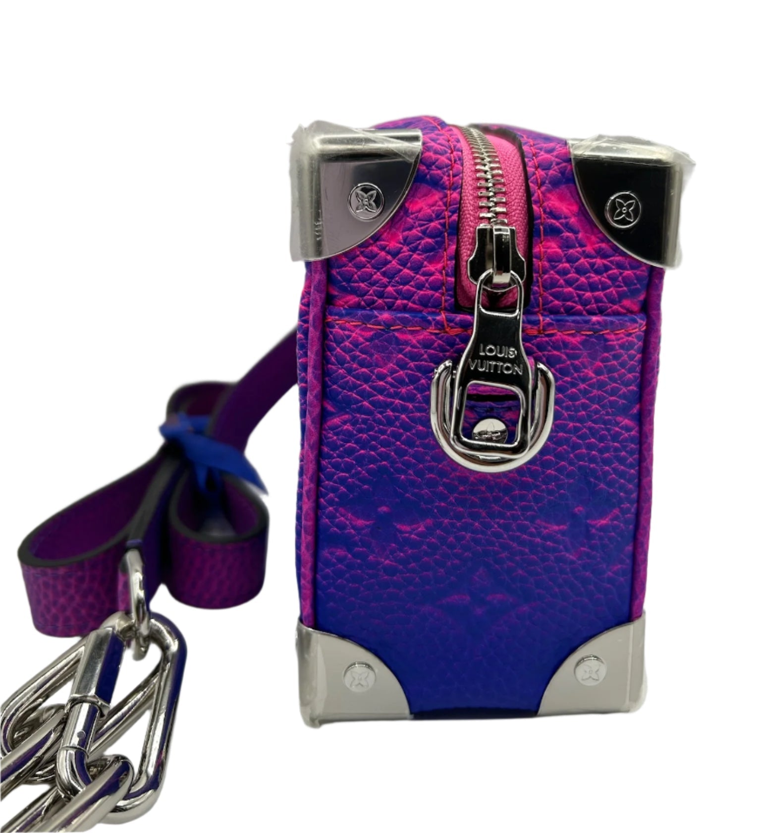 Louis Vuitton x Virgil Abloh Blue and Pink Monogram Mini Soft Trunk