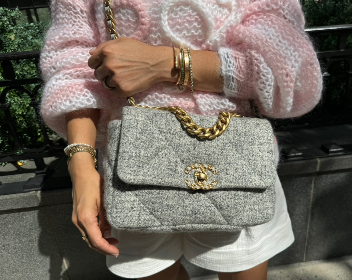 Chanel 19 Gray Ecru Tweed Small Flapbag