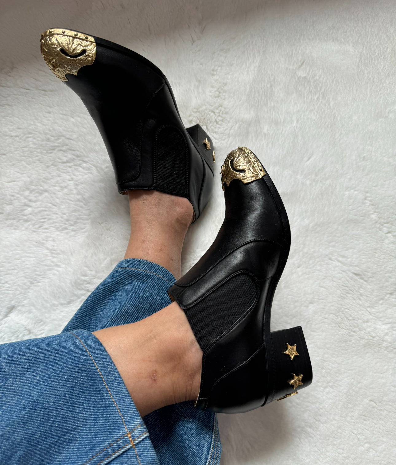 Chanel Black Dallas Paris Cowboy Boots