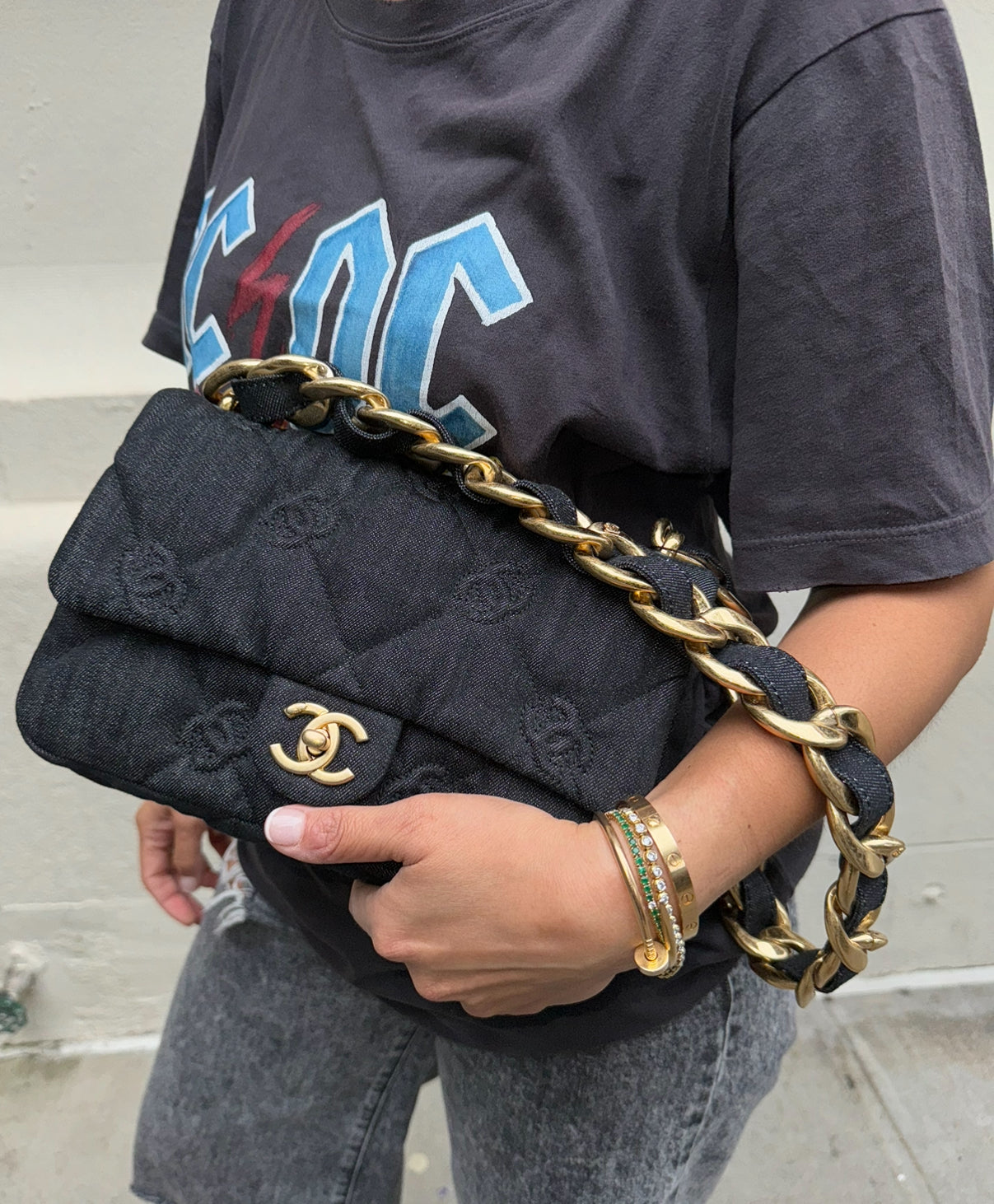 Chanel Black Denim CC Funky Town Flapbag