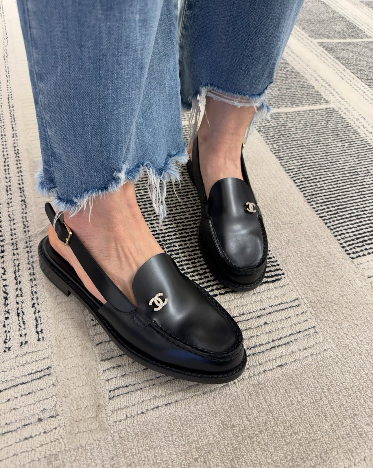 Chanel Black Slingback Loafers
