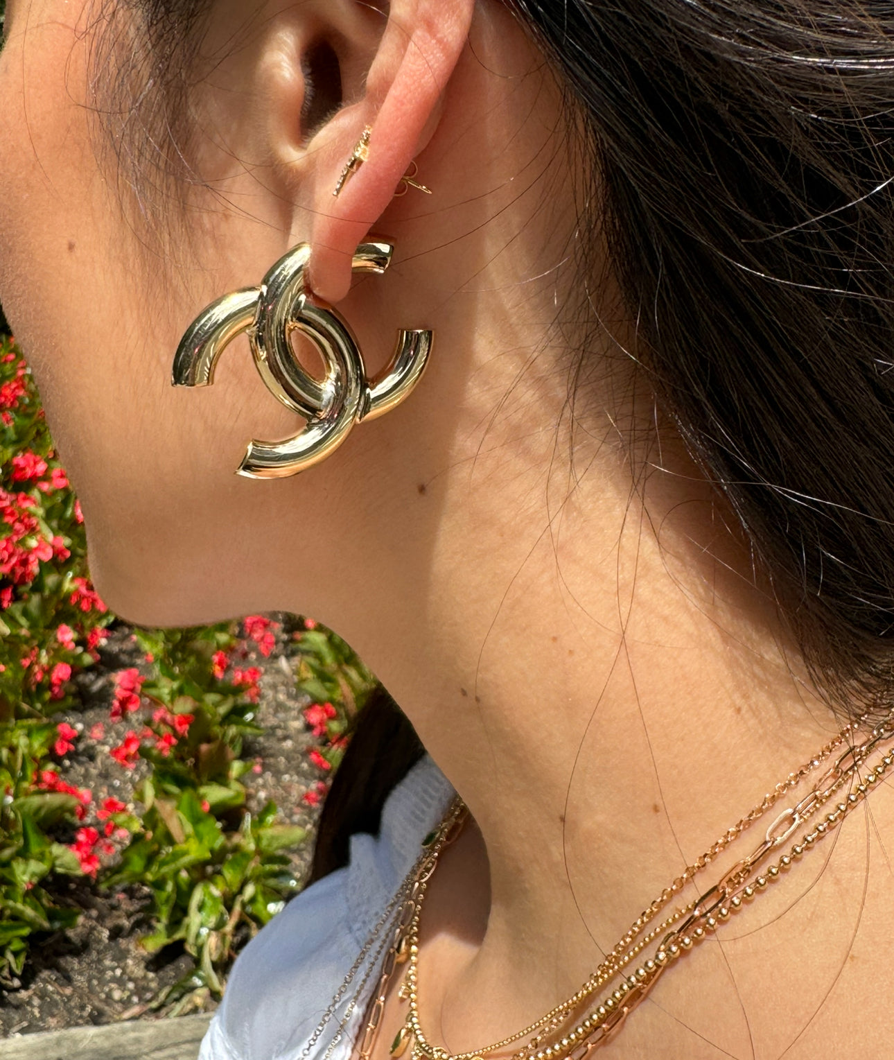 Chanel Gold CC Drop Earrings