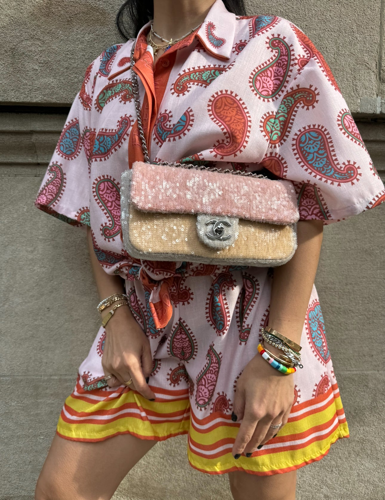 Chanel Waterfall Sequin Mini Flapbag Silver Hardware