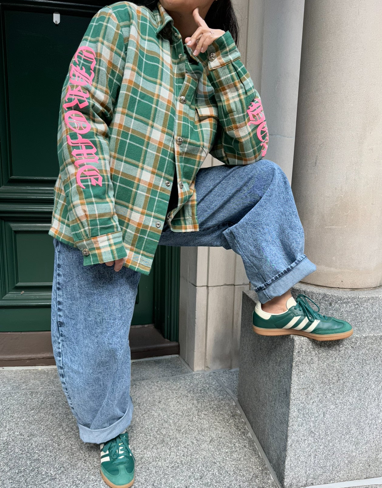 Chrome Hearts Green Flannel Plaid Jacket