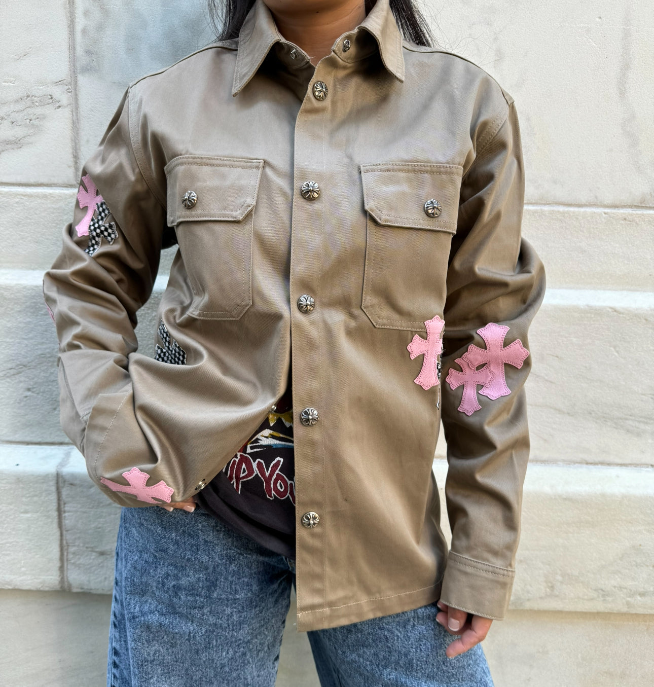 Chrome Hearts Khaki with Pink Cross Jacket