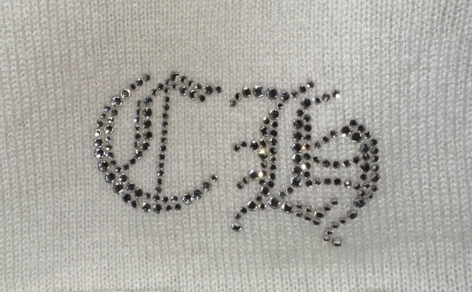 Chrome Hearts White Cashmere Sweater With Crystals