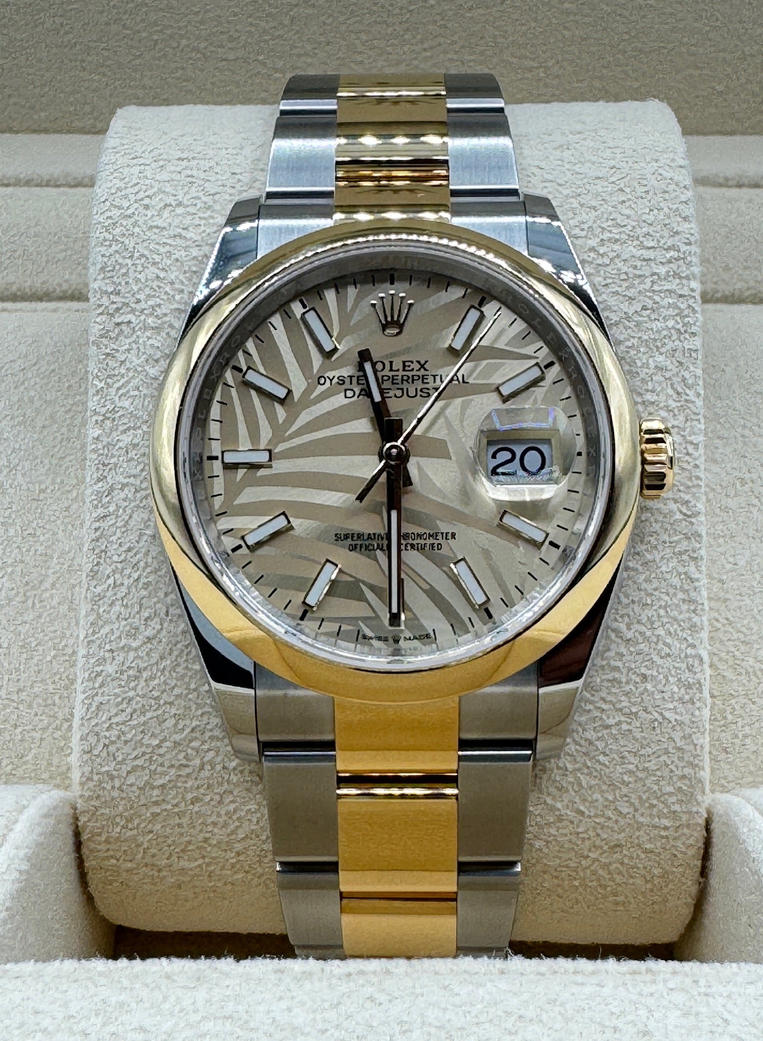 Rolex 36MM Datejust Yellow Gold and Steel Golden Palm Dial