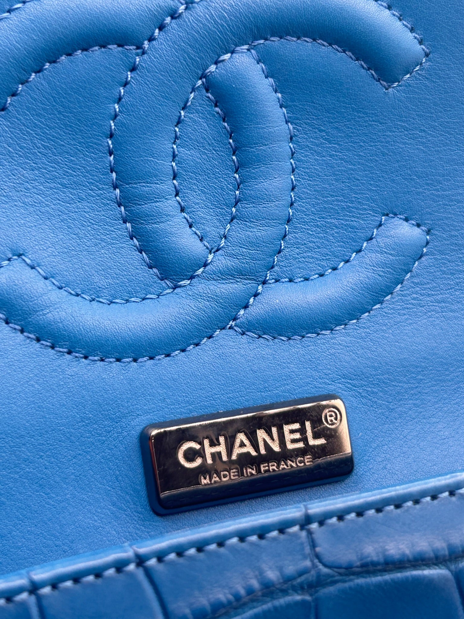 Chanel Blue Alligator Medium Classic Double Flapbag