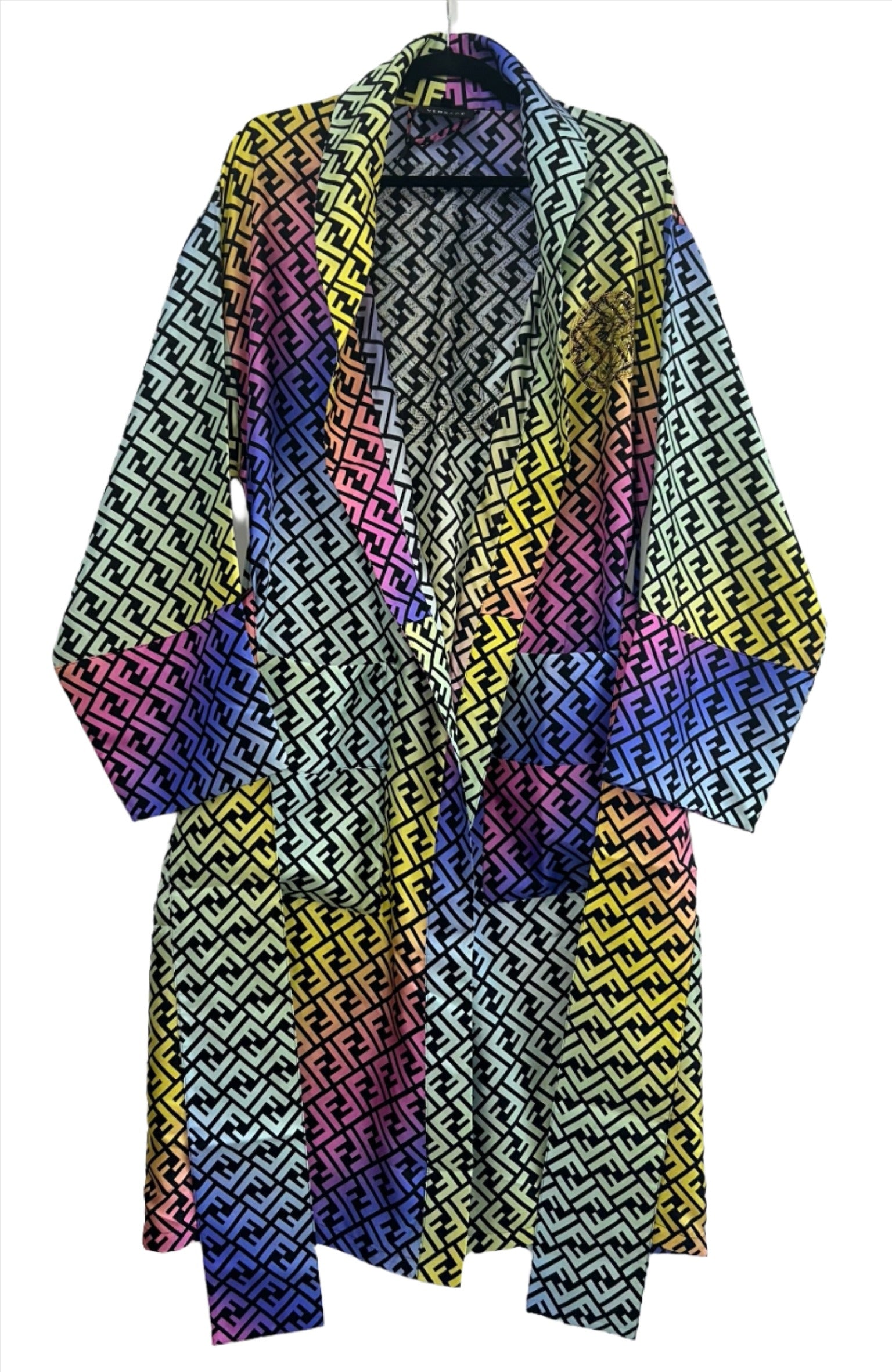 FENDACE Fendi X Versace Rainbow Silk Robe