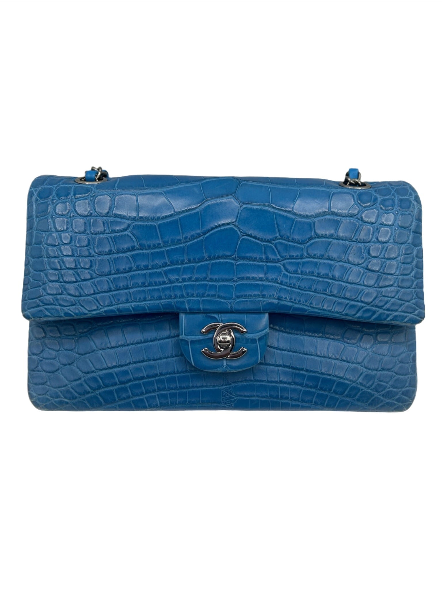 Chanel Blue Alligator Medium Classic Double Flapbag