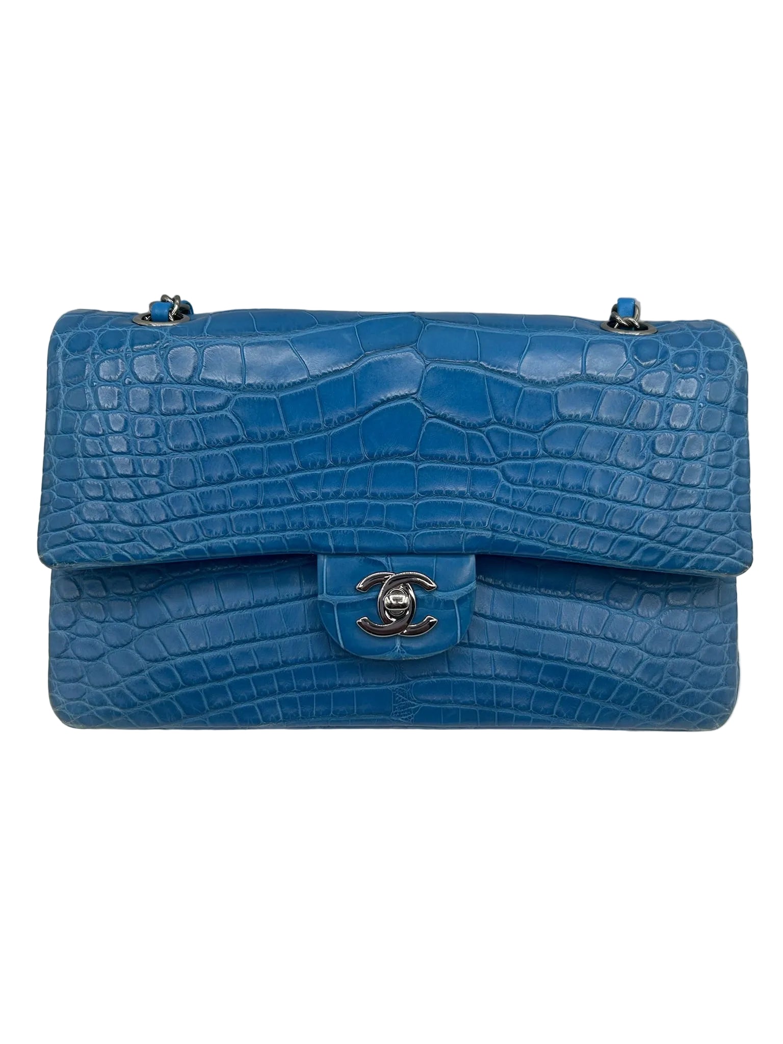Chanel Blue Alligator Medium Classic Double Flapbag
