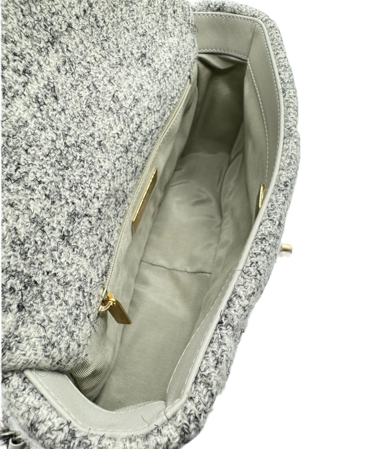 Chanel 19 Gray Ecru Tweed Small Flapbag