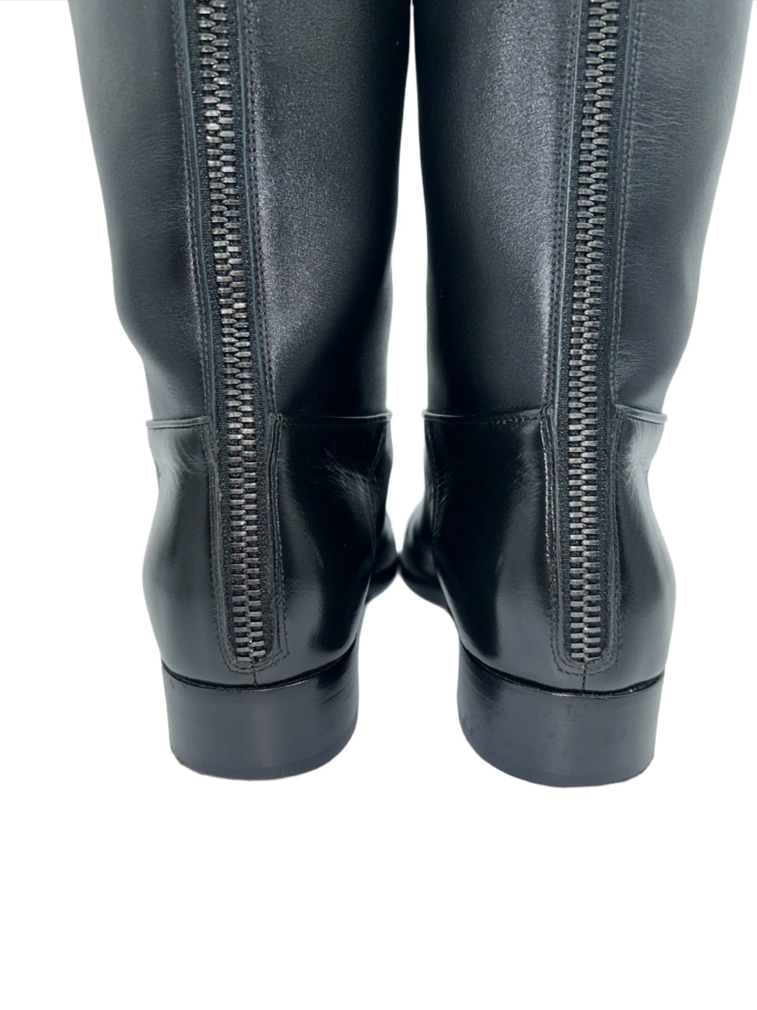 Chanel Black Leather Boots with CC Logo