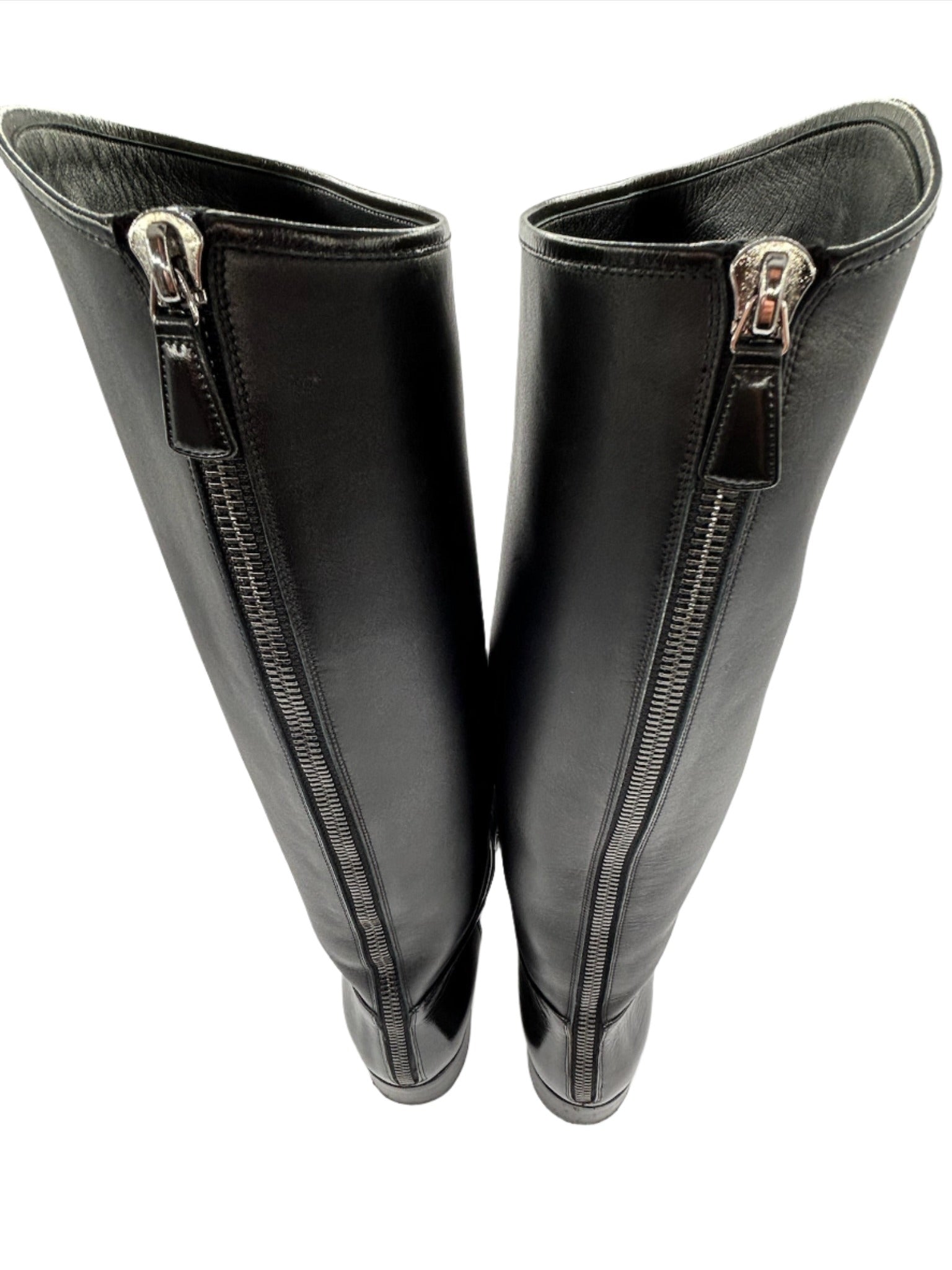 Chanel Black Leather Boots with CC Logo