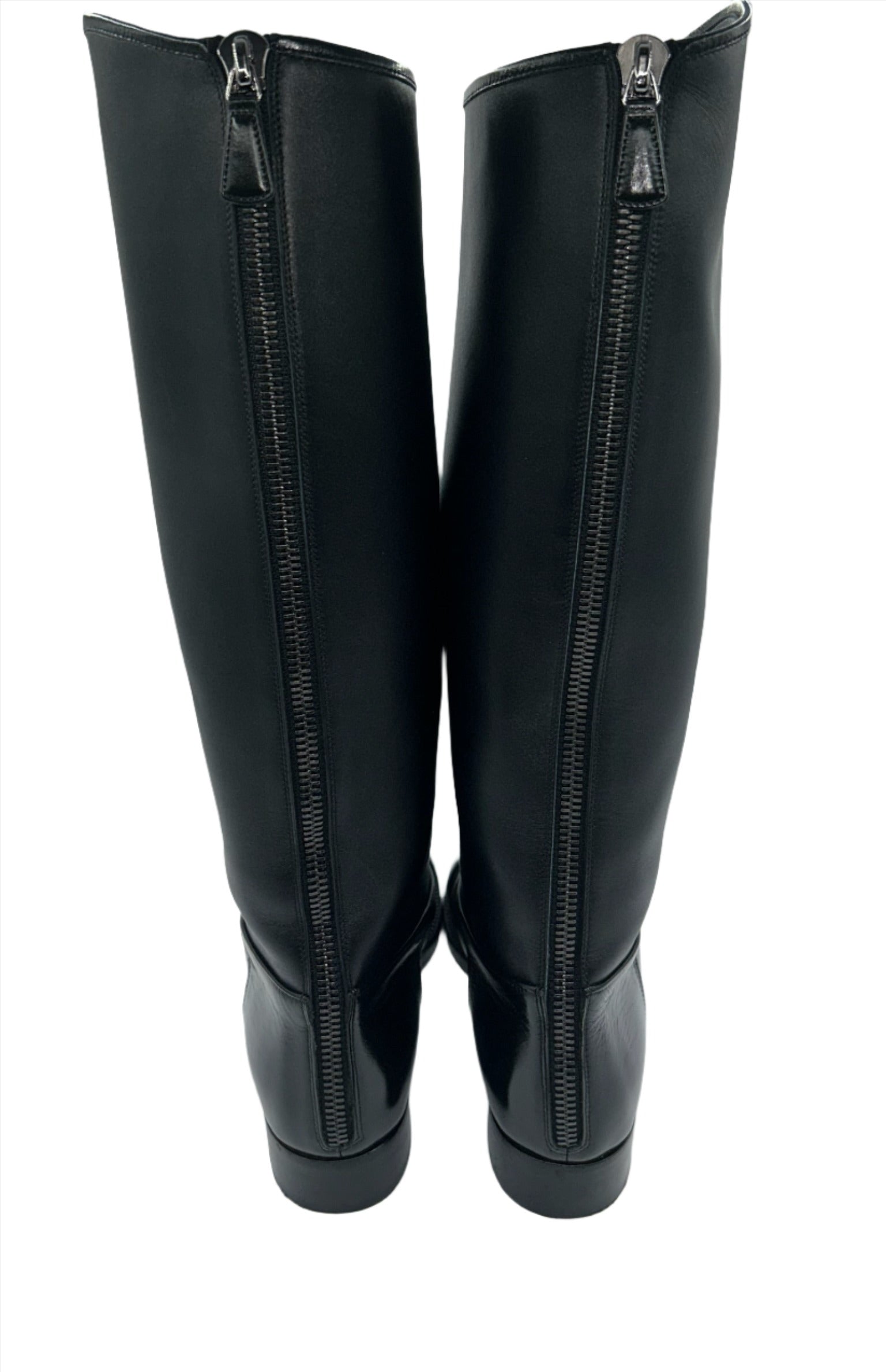 Chanel Black Leather Boots with CC Logo