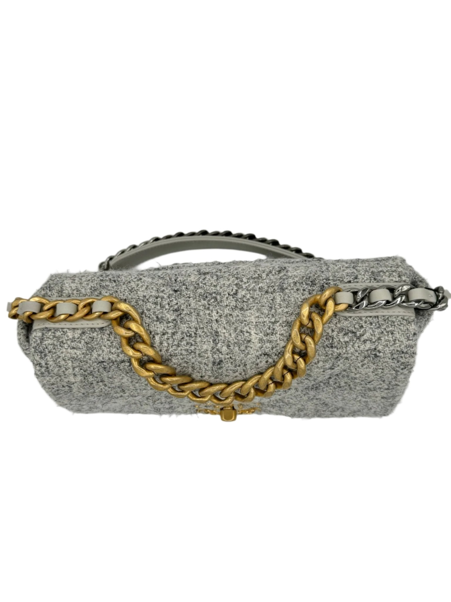 Chanel 19 Gray Ecru Tweed Small Flapbag