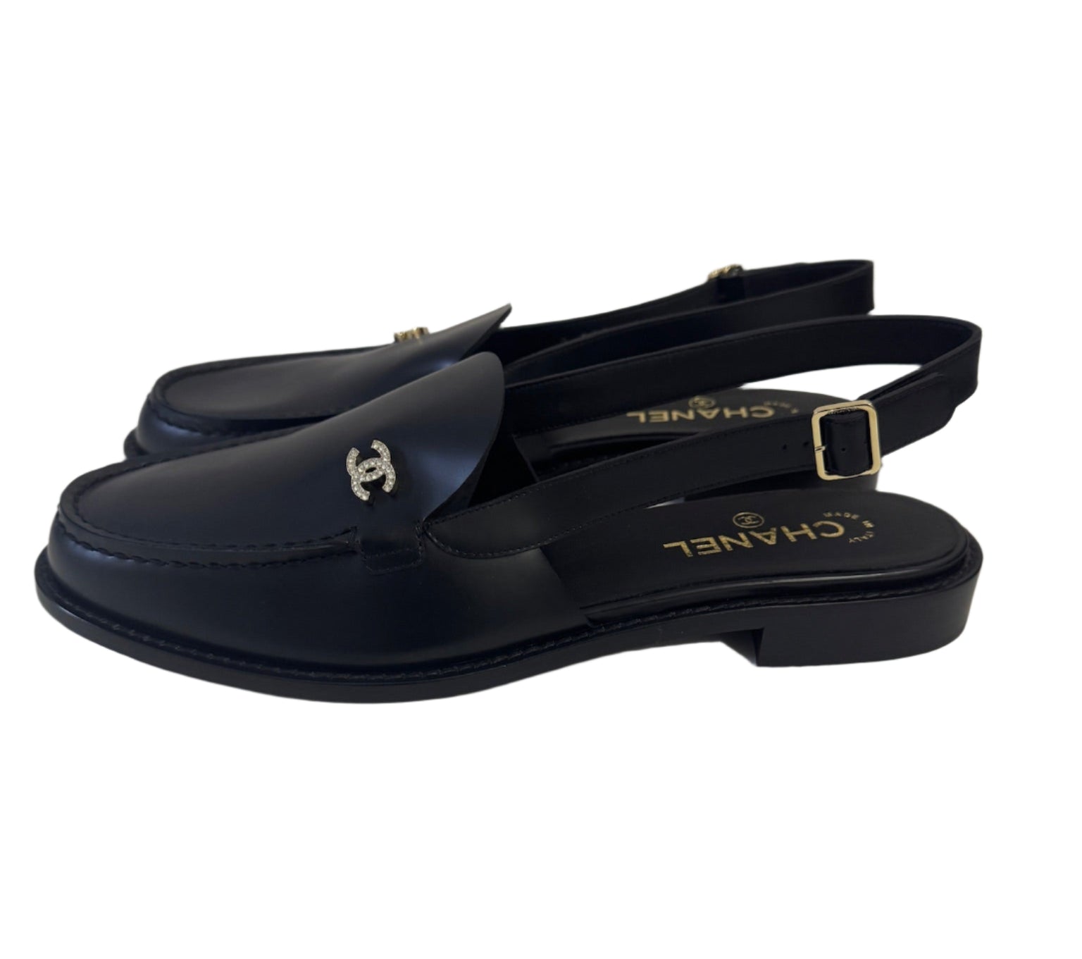 Chanel Black Slingback Loafers