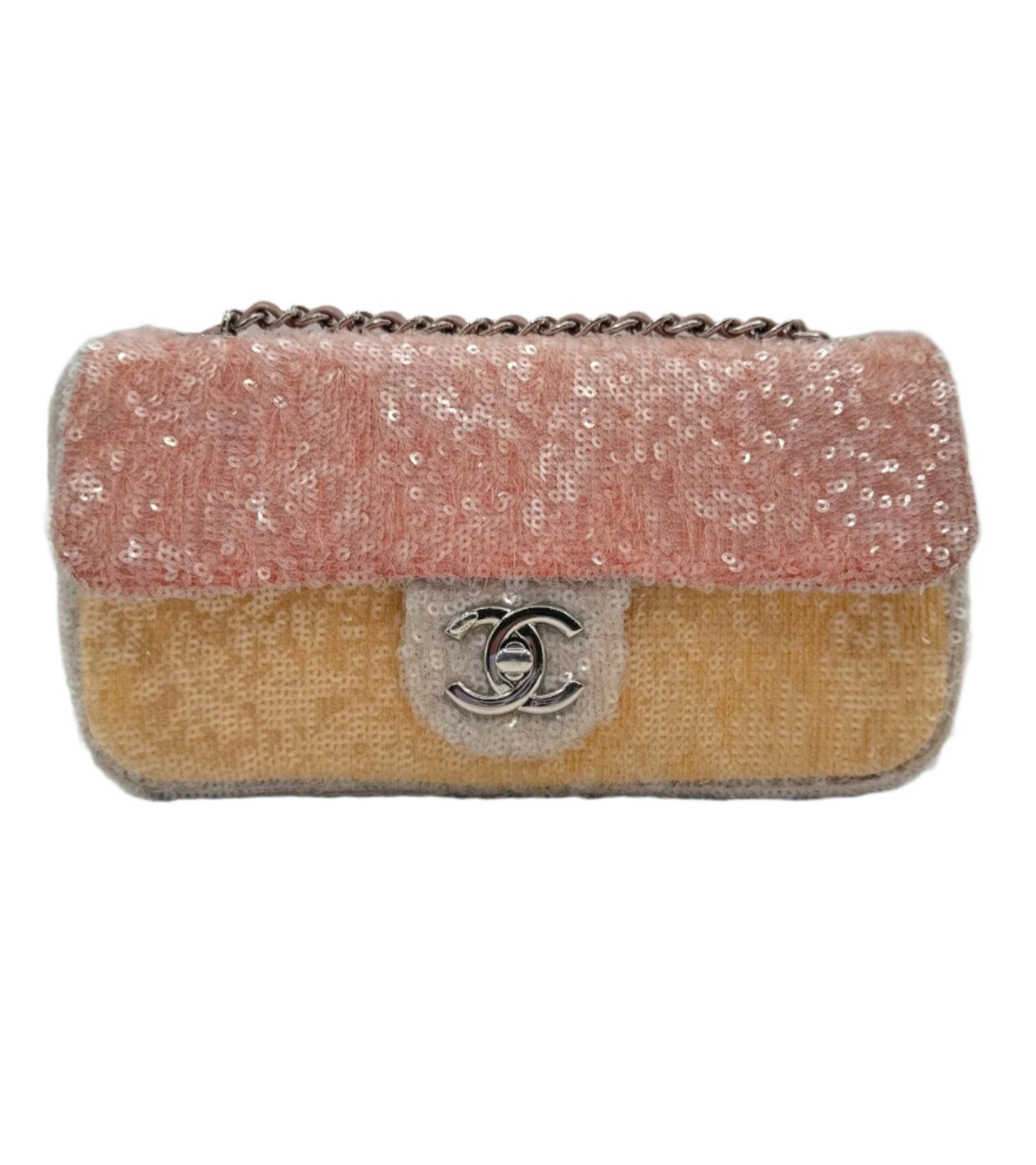 Chanel Waterfall Sequin Mini Flapbag Silver Hardware