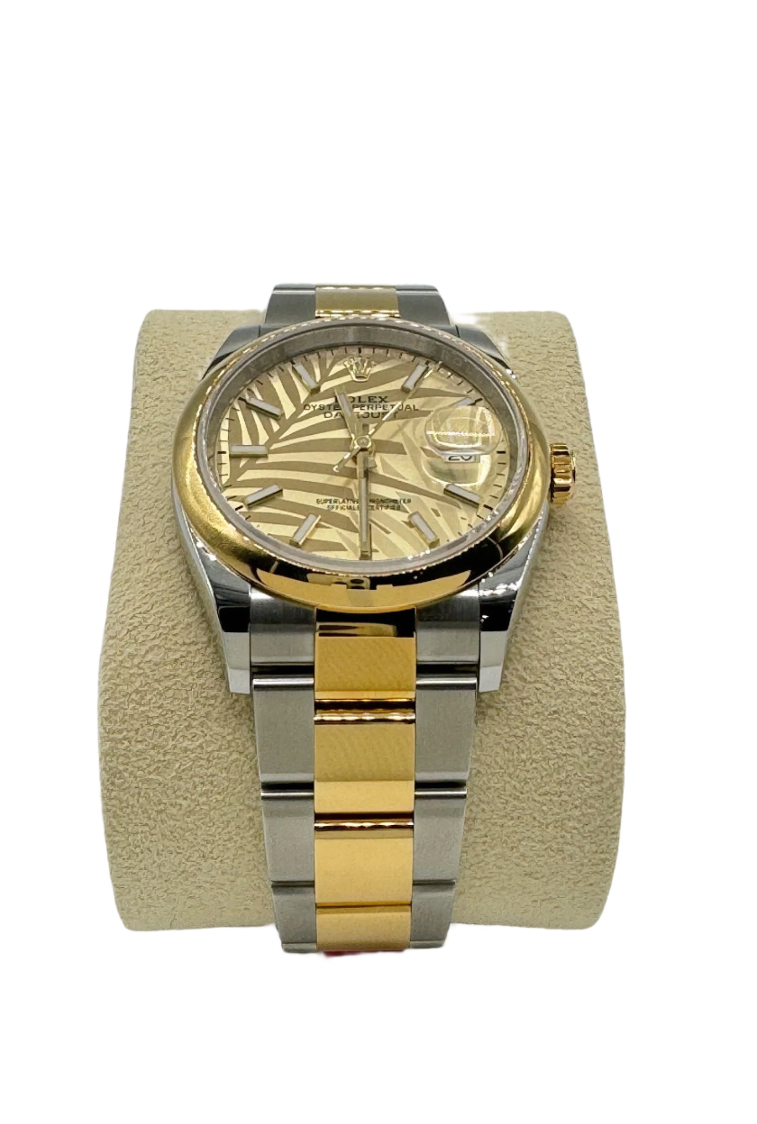 Rolex 36MM Datejust Yellow Gold and Steel Golden Palm Dial