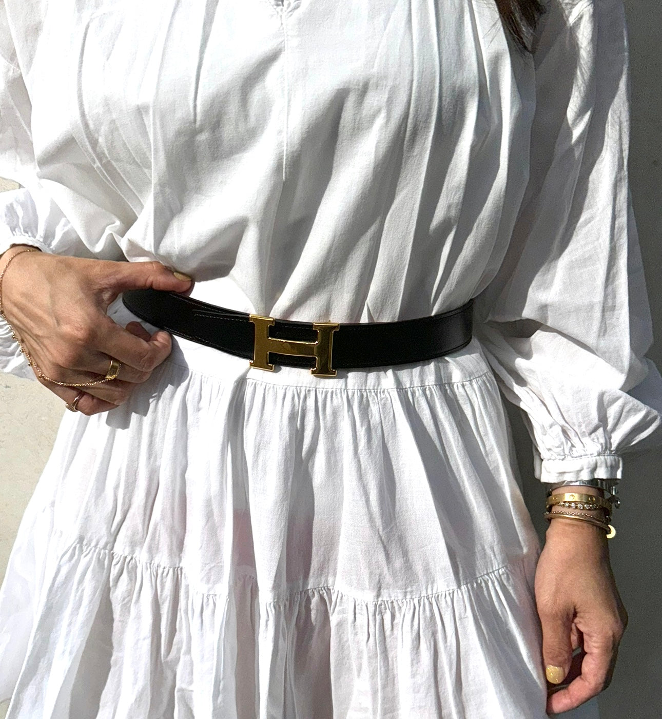 Hermès Black Leather Belt with H Buckle