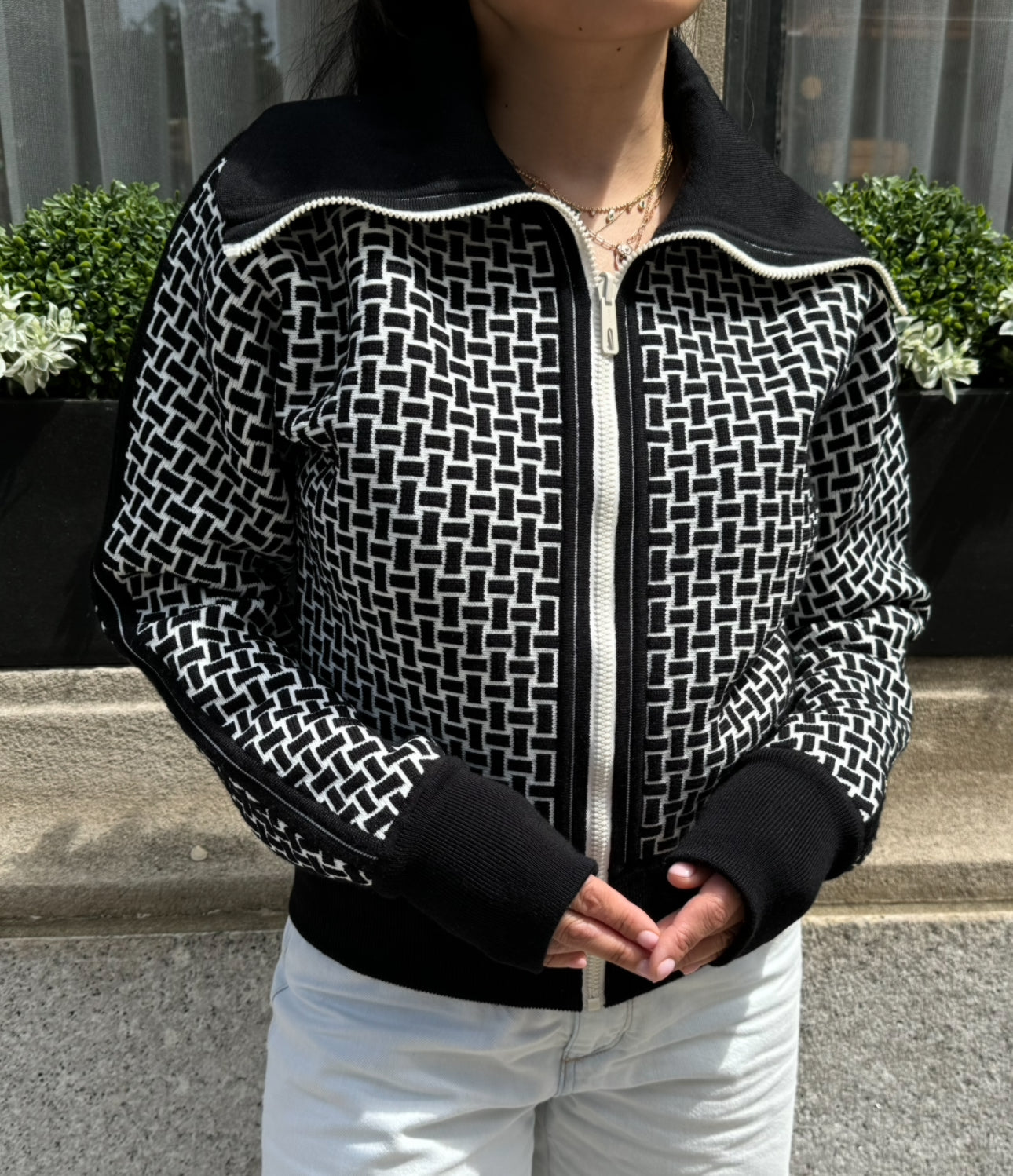 Hermes Black and White Zipper Jacket