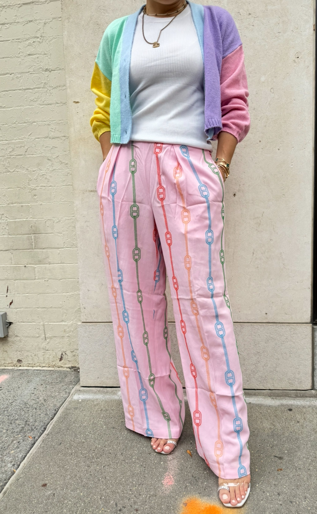 Hermès Pink Pajama Pants Rainbow Embroidery