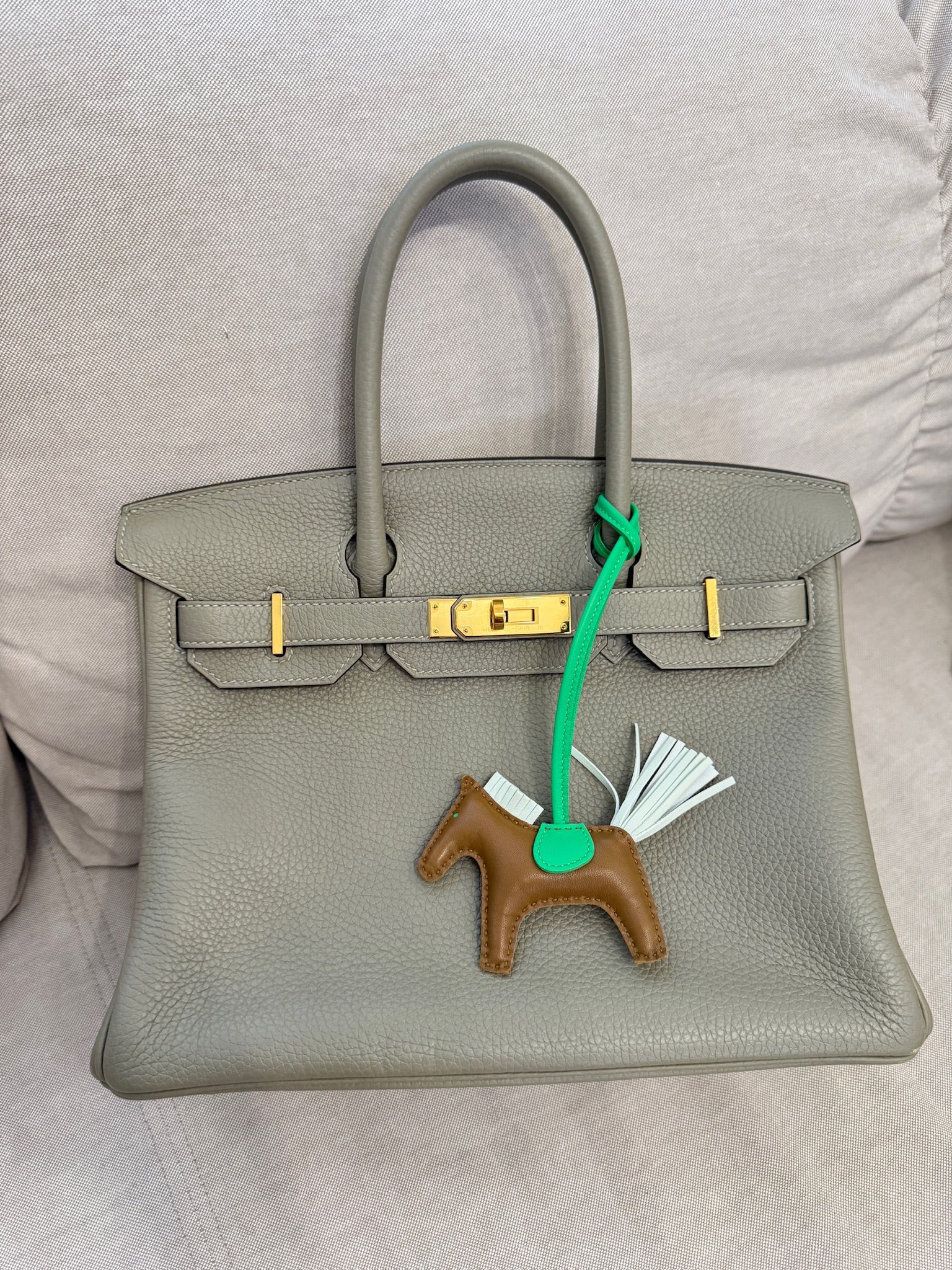 Hermès Rodeo PM Bag Charm Brown Vert Comic Vert Fizz